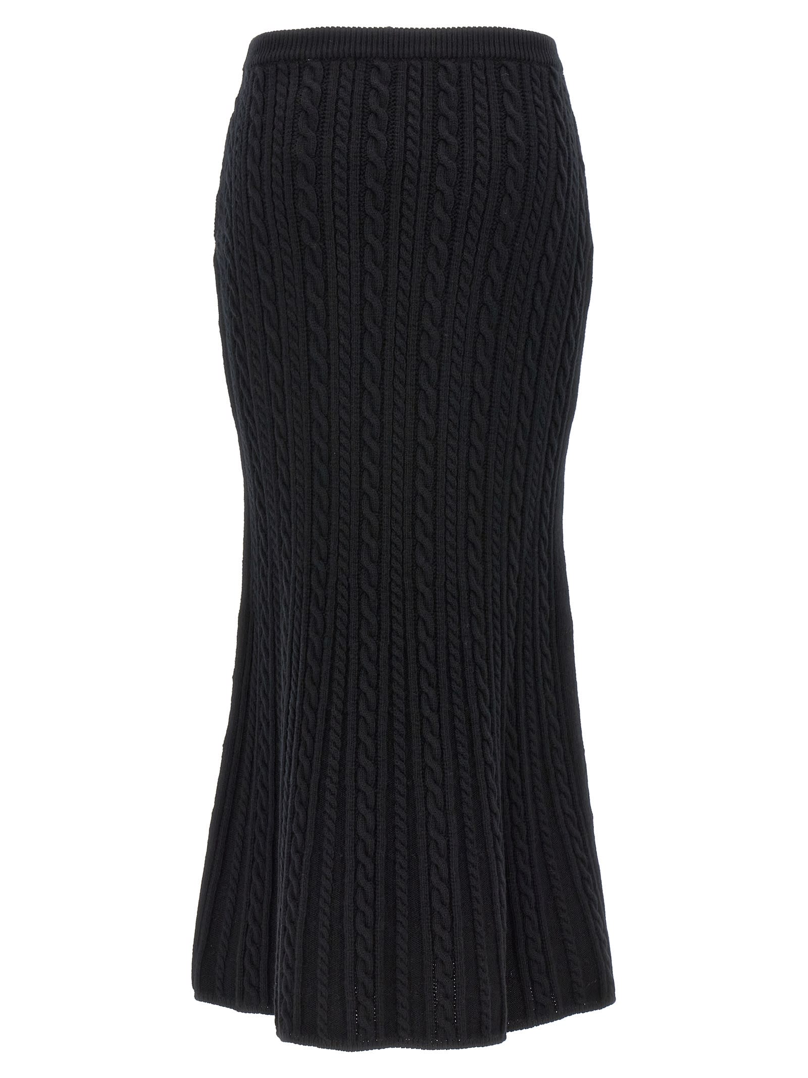 Shop Alessandra Rich Maxi Wool Skirt In Black