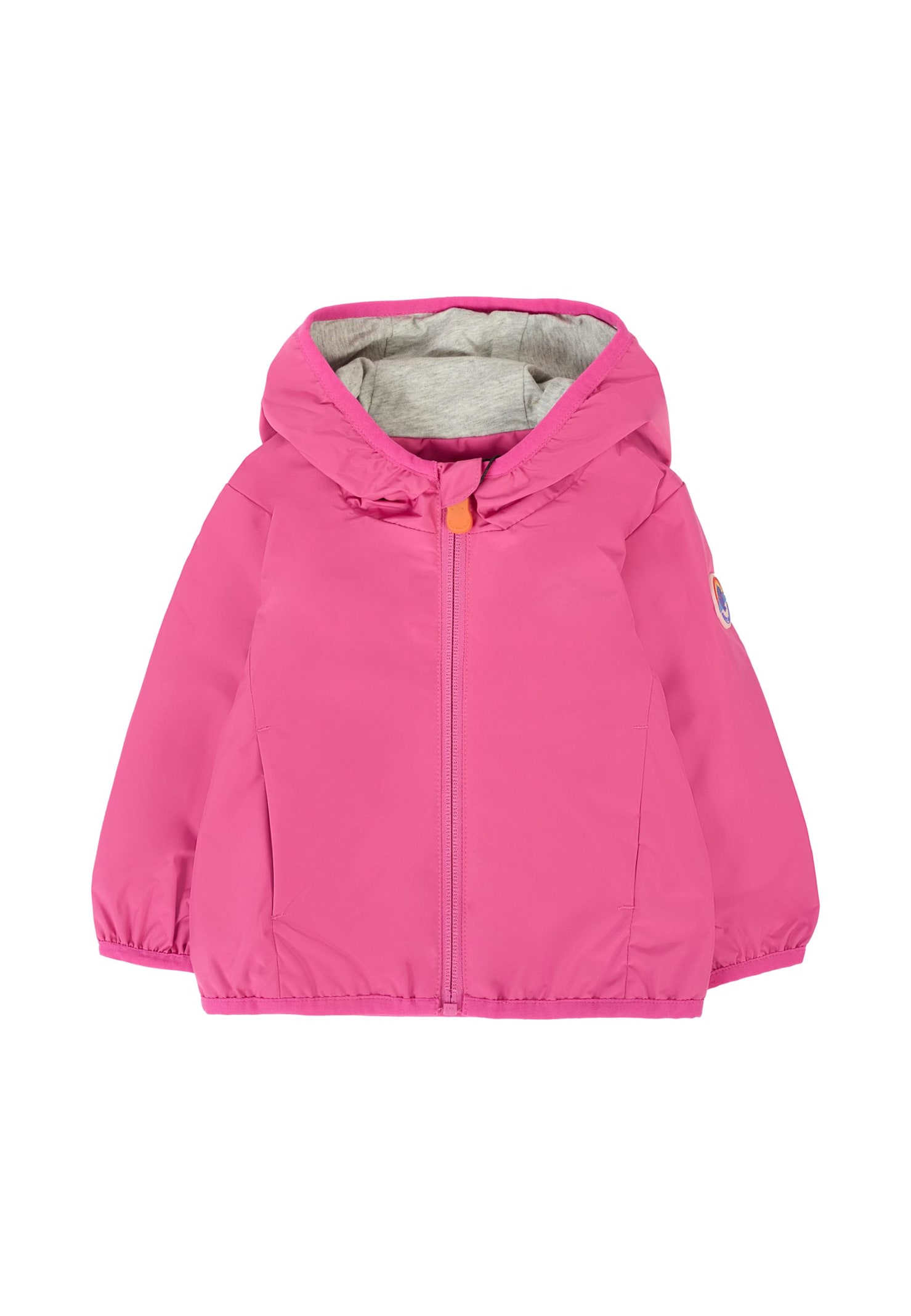 Save The Duck Fuchsia Coco Windbreaker For Baby Girl With Logo In Pink