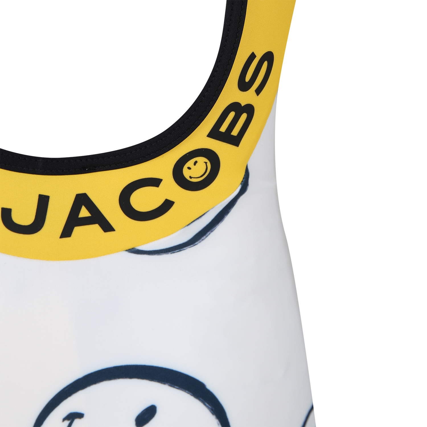 Shop Little Marc Jacobs Ivory Swimsuit For Girl With All-over Smiley Face In White