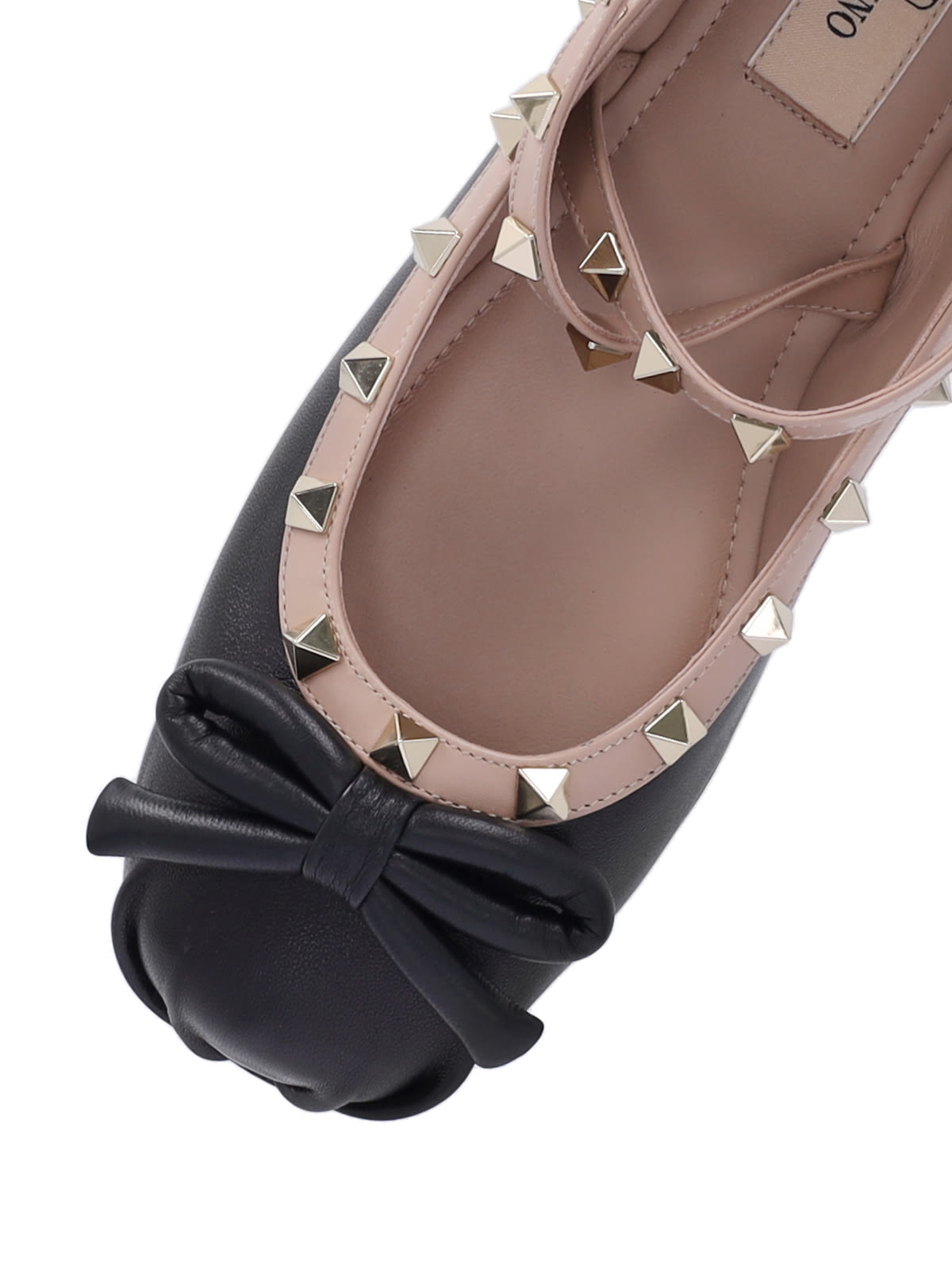 Valentino Rockstud Leather Flats In Black