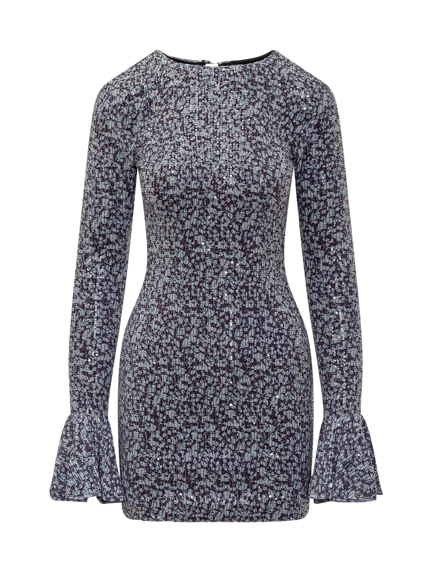 Shop Rotate Birger Christensen Short Dress With Sequins In Vibrant Floral Outline-purple Pennant Comb