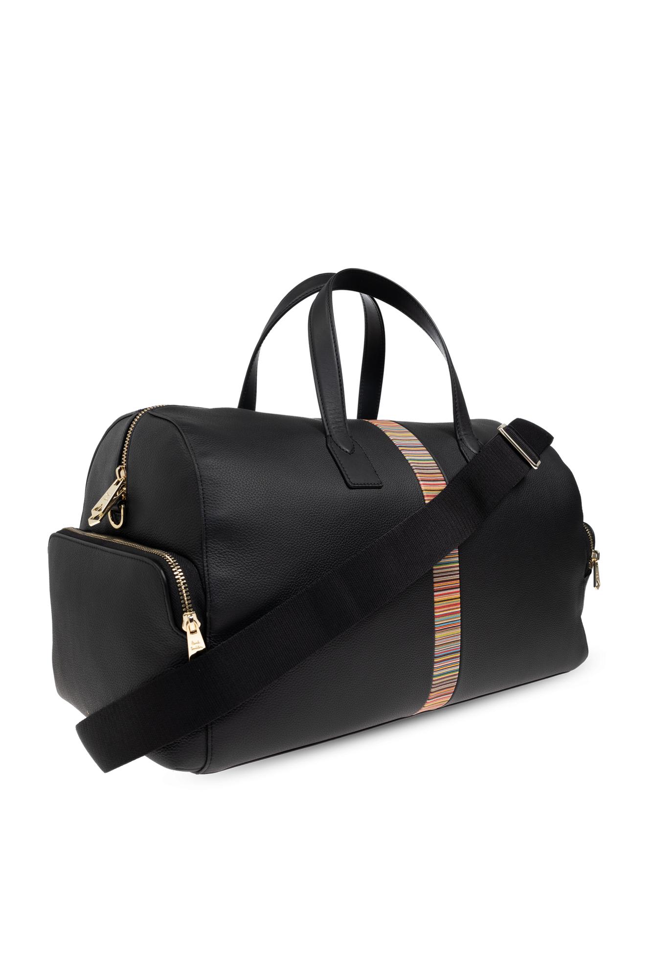 Paul Smith Black Signature Stripe Duffle Bag In Black