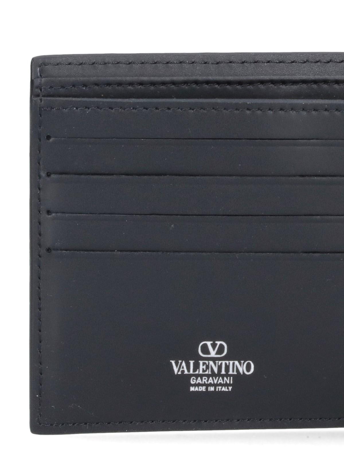 Shop Valentino Logo Wallet In Nero/bianco