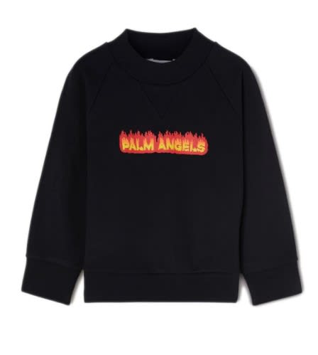 Palm Angels Black Sweatshirt For Boy With Logo And Print In Black