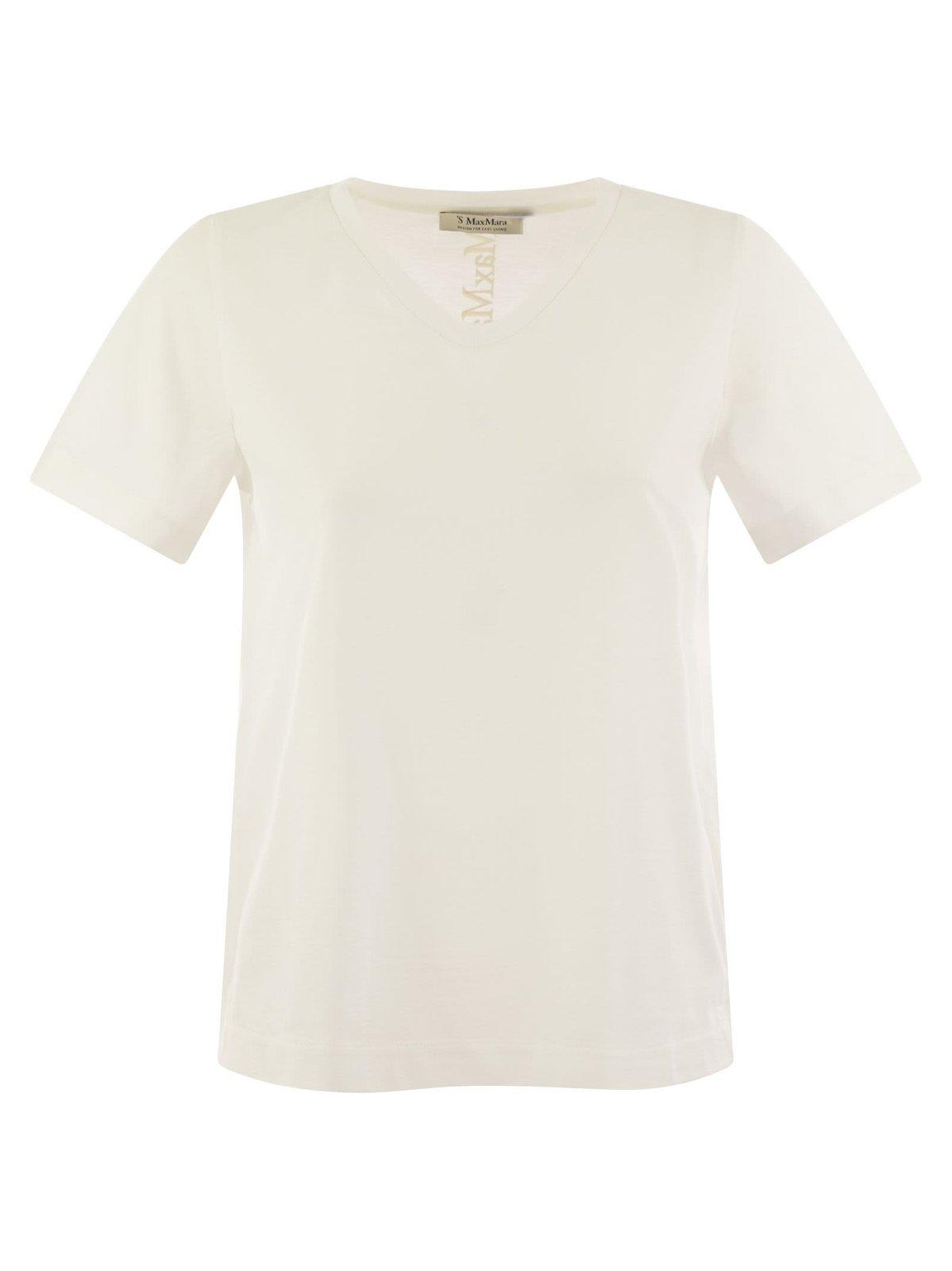 Shop 's Max Mara V-neck Crewneck T-shirt In Bianco