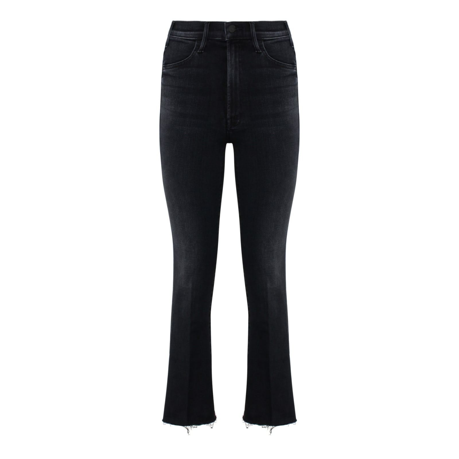 Mother Black Cropped Bootcut Jeans
