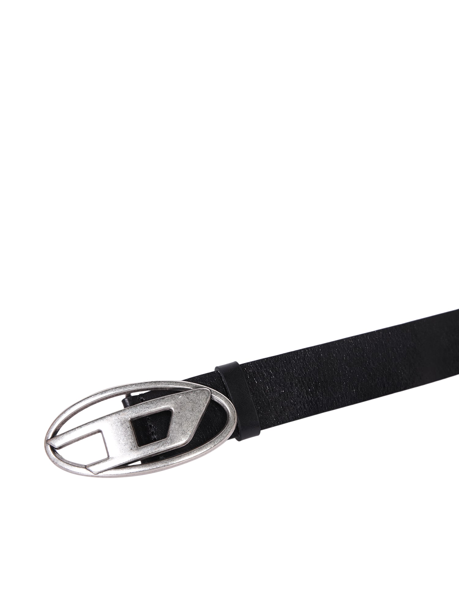 Diesel B-1dr Leather Belt In Black