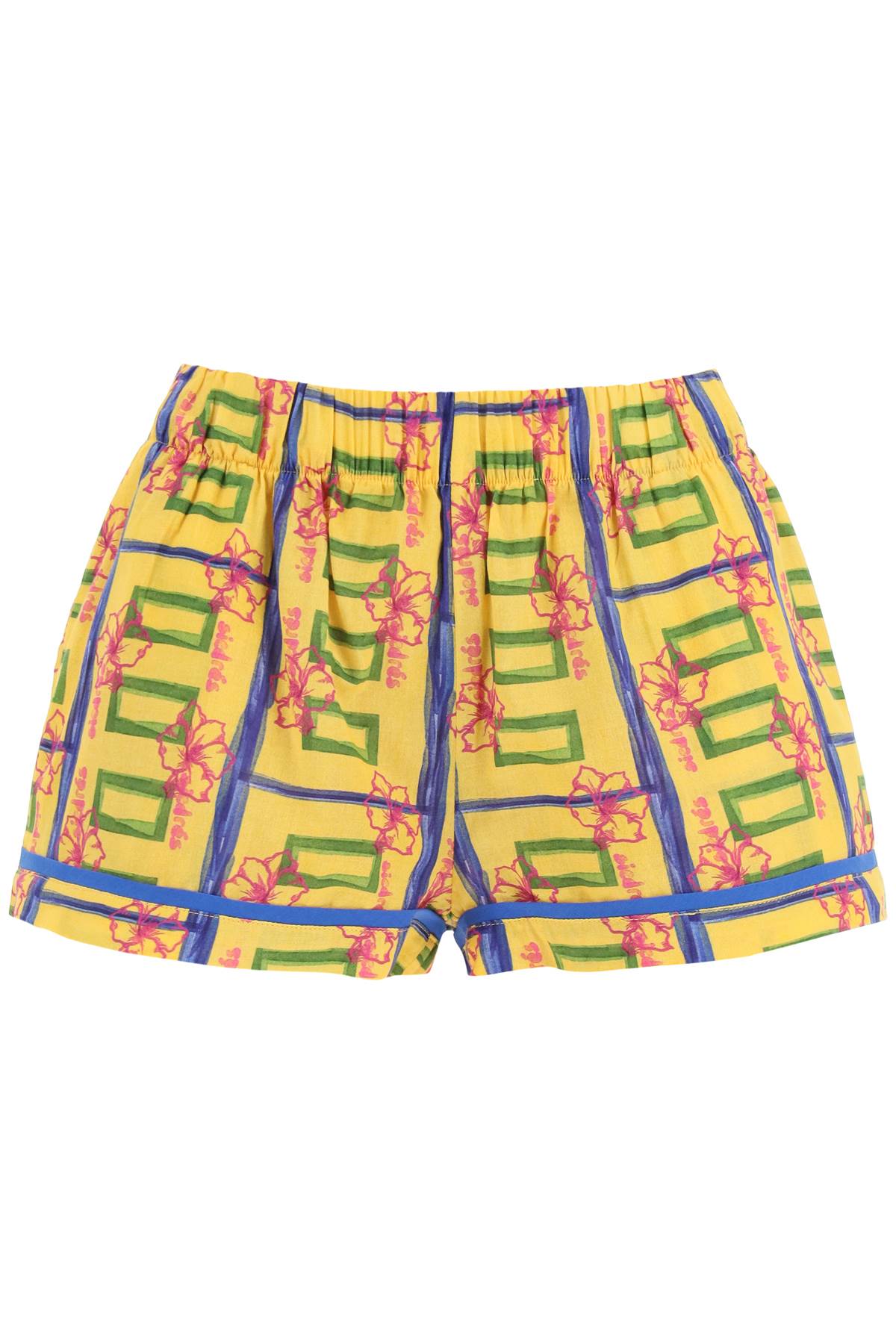 Shop Siedres All-over Printed Cotton Zyon Shorts In Multi (yellow)