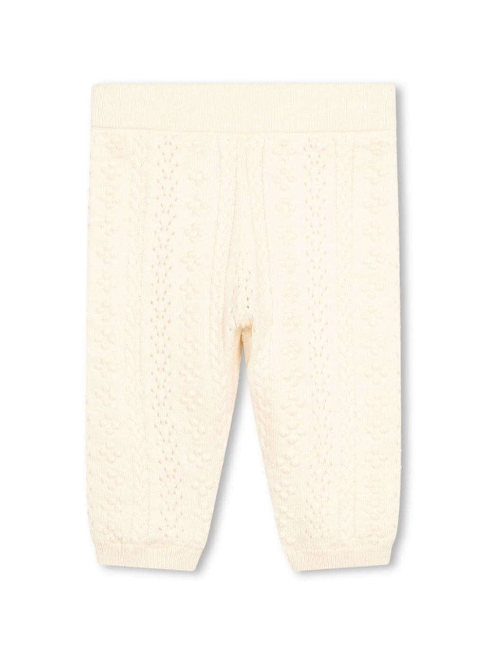 Chloé White Knitted Pants In Cotton And Wool Blend Baby In White