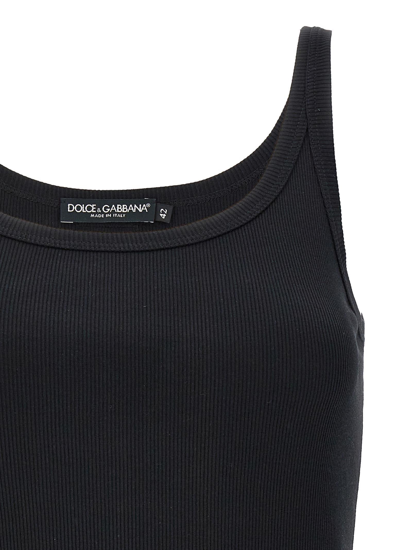 Shop Dolce & Gabbana Ribbed Tank Top In Nero