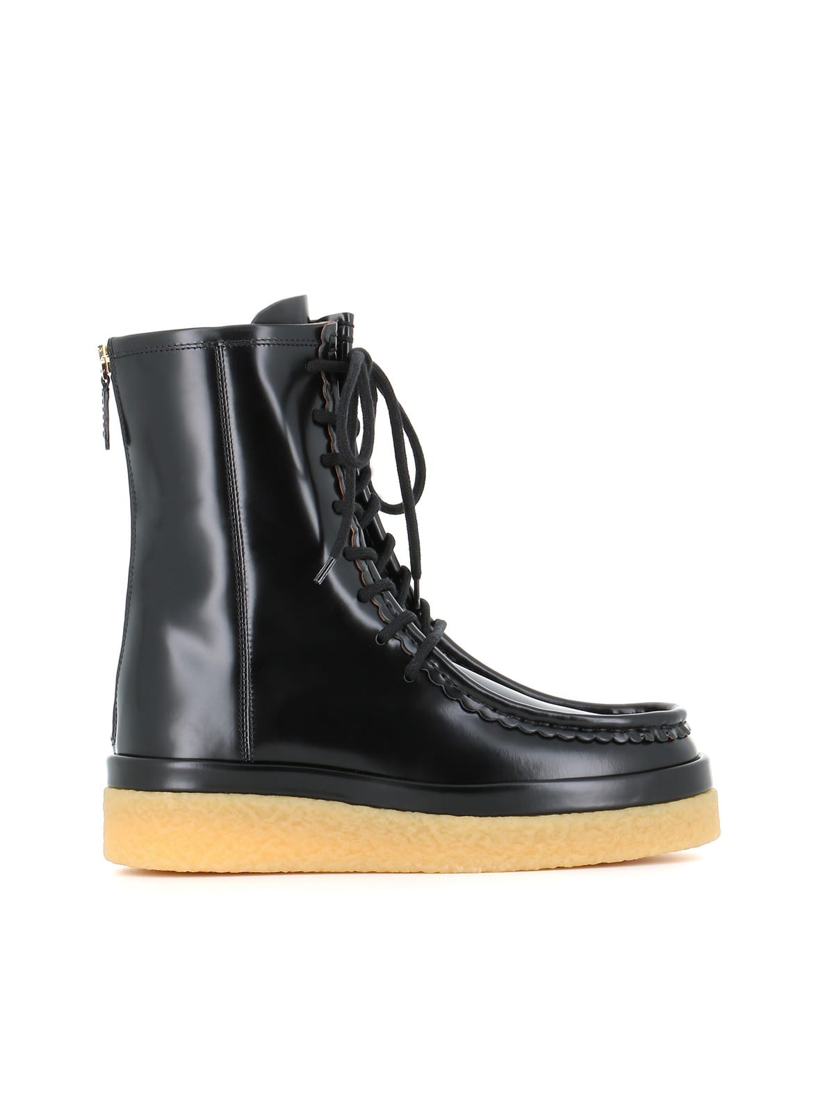 Chloé Leather Lace-up Ankle-boots In Black