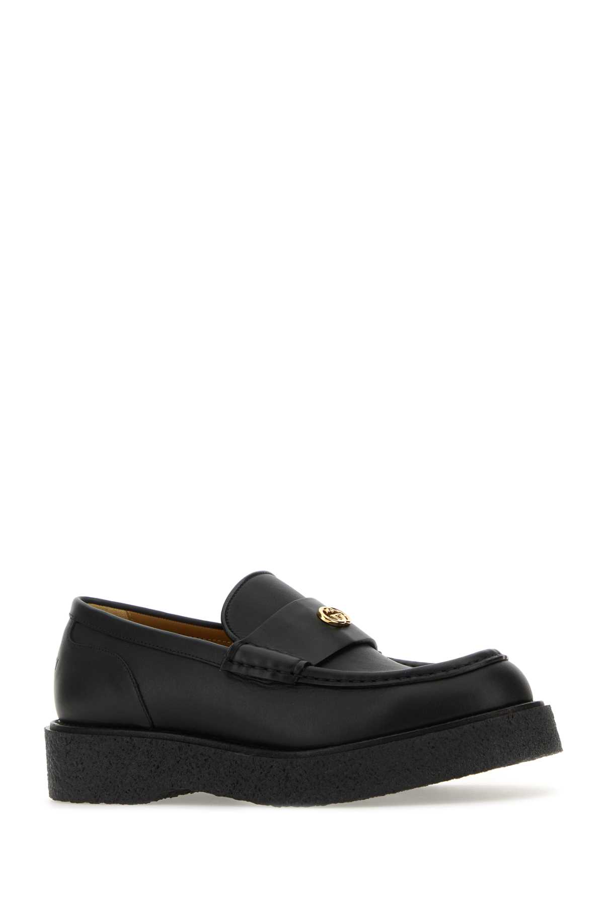 Shop Gucci Black Leather Loafers In Blackblack