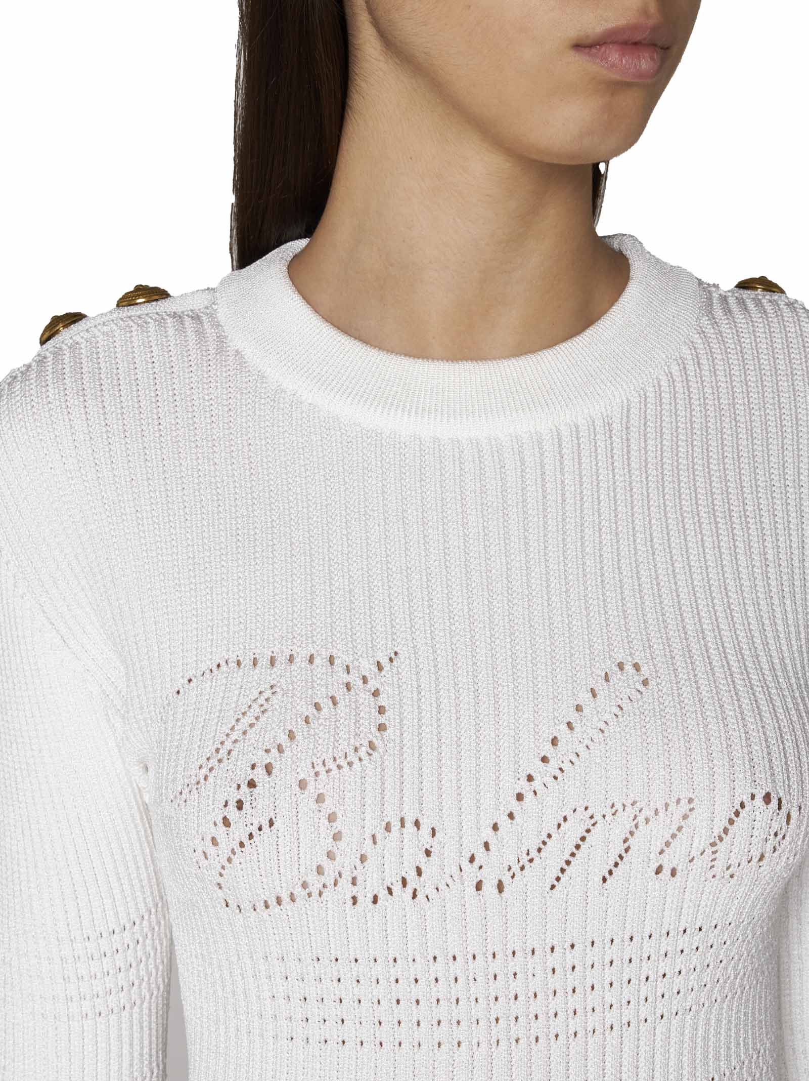 Shop Balmain Sweater In White