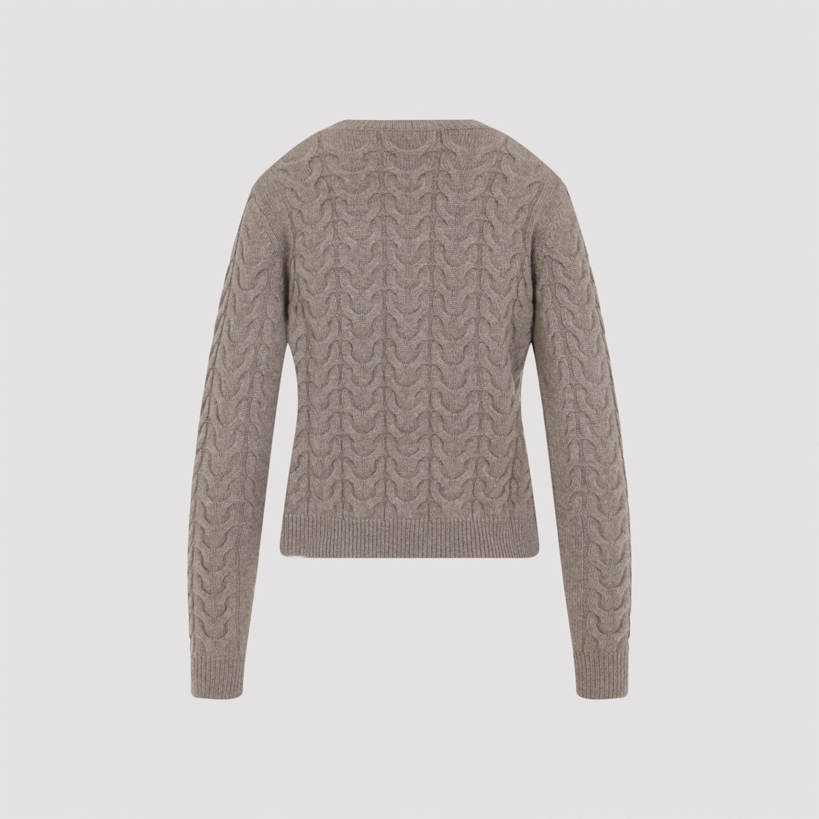 Max Mara Aramis Cable Knit Crew Neck Sweater In Gray