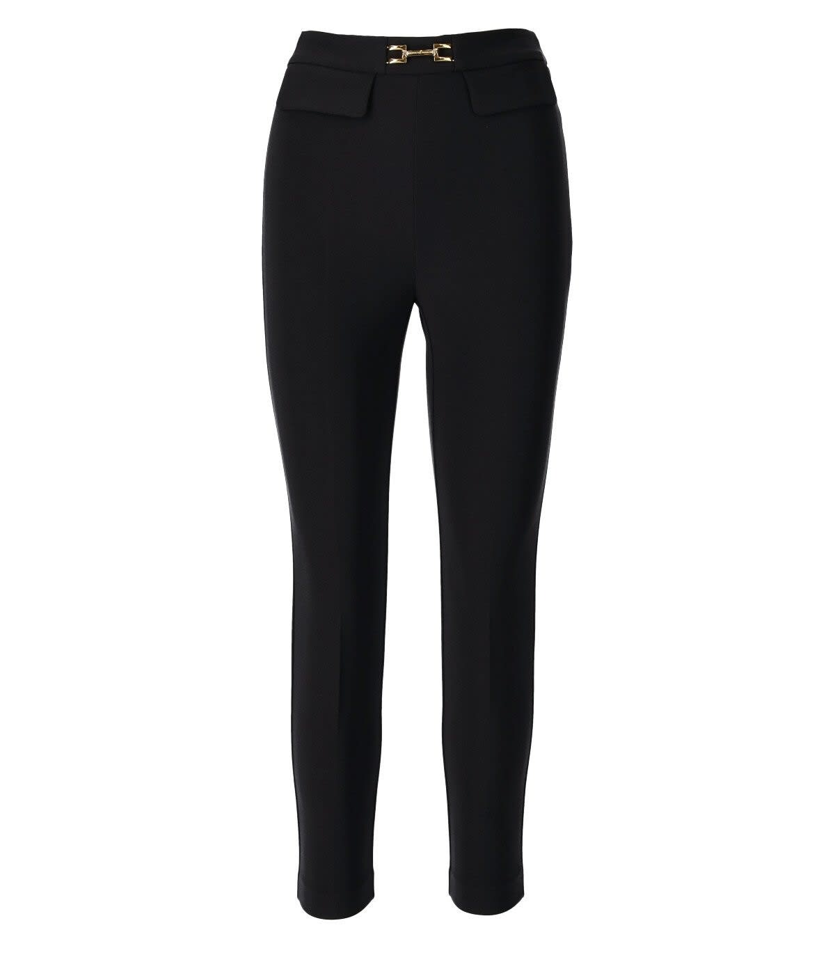 Elisabetta Franchi Black Skinny Trousers With Logo