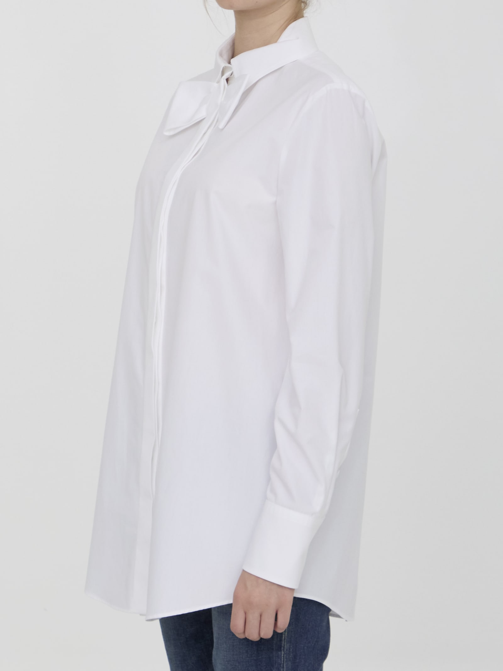 Shop Valentino Cotton Poplin Shirt In White