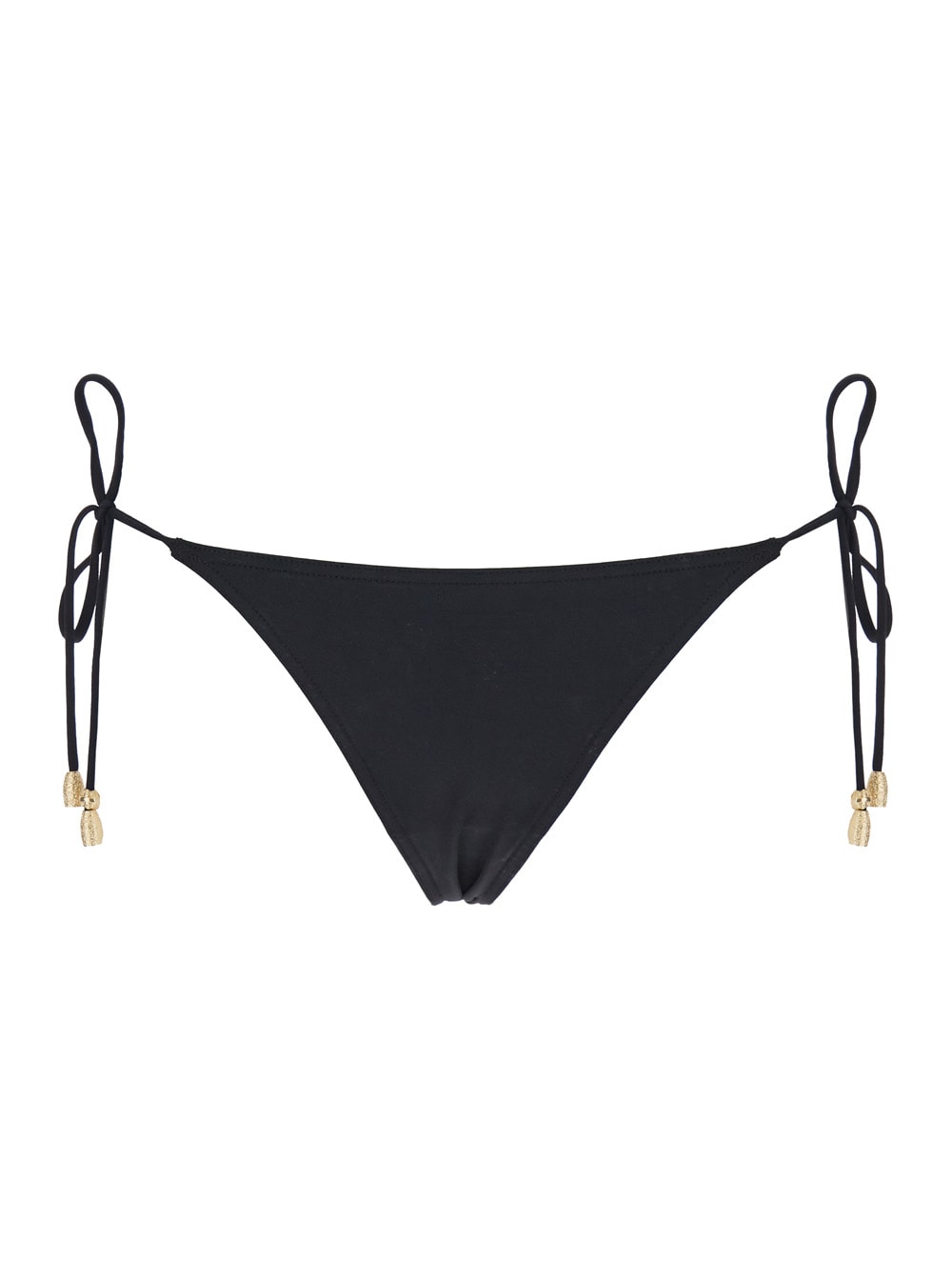 Eres Exquise Black Bikini Bottoms With Beaded Embellishments And Adjustable Tie Closure In Tech Fabric St In Black