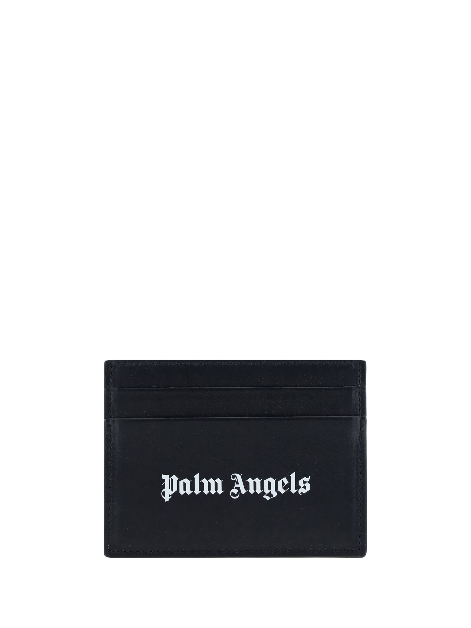 PALM ANGELS BLACK CALF LEATHER CARD HOLDER