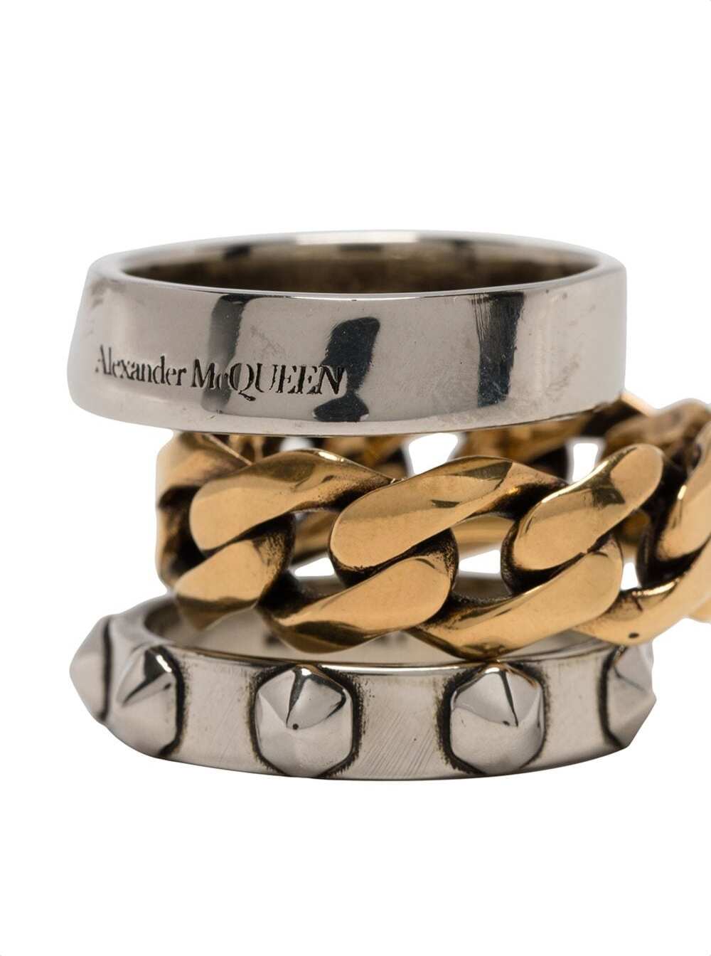 Alexander McQueen Punk Gold And Silver Colored Brass Ring