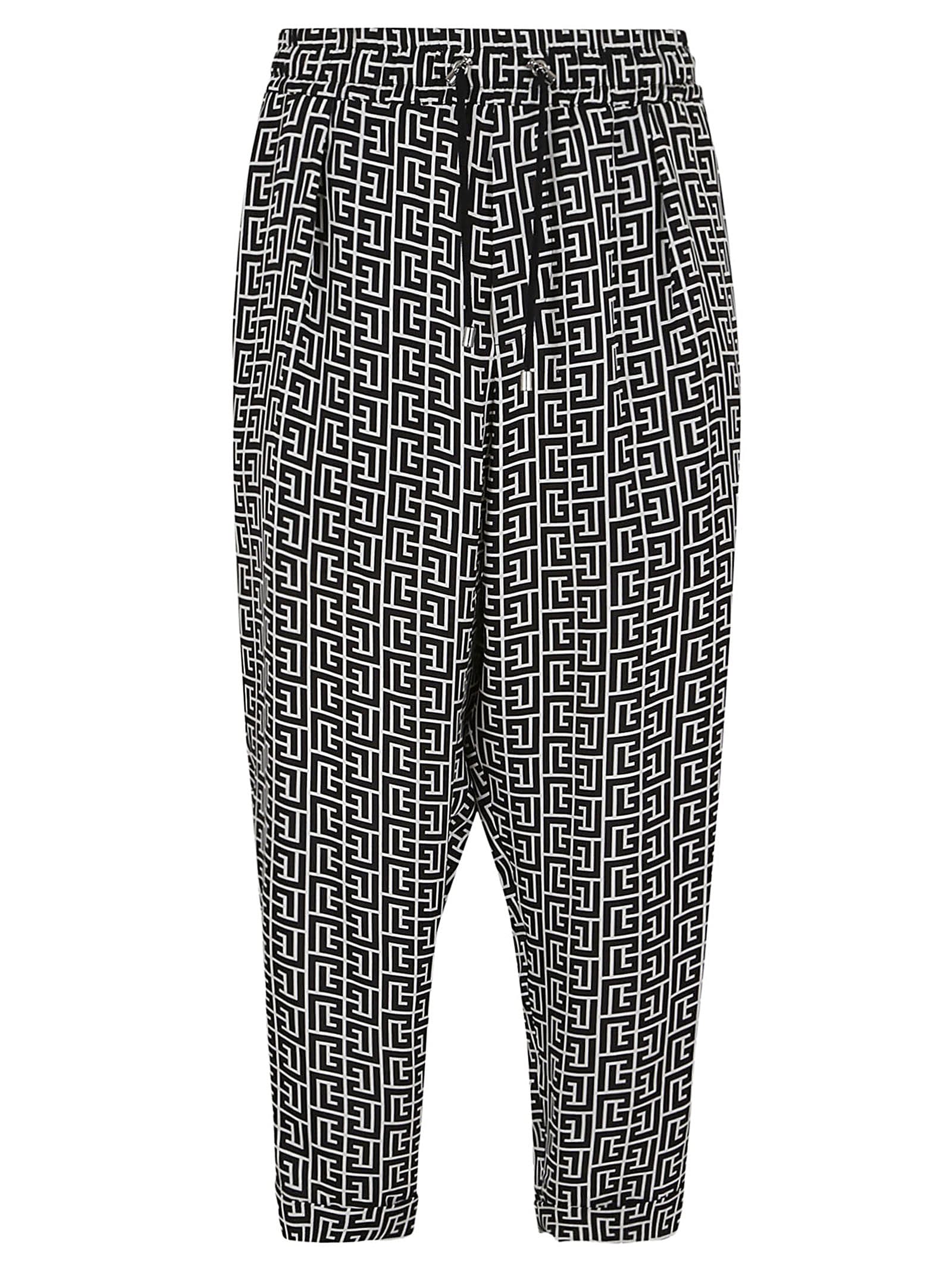 Balmain Monogram-print Track Pants In Gfe Ivoire Noir