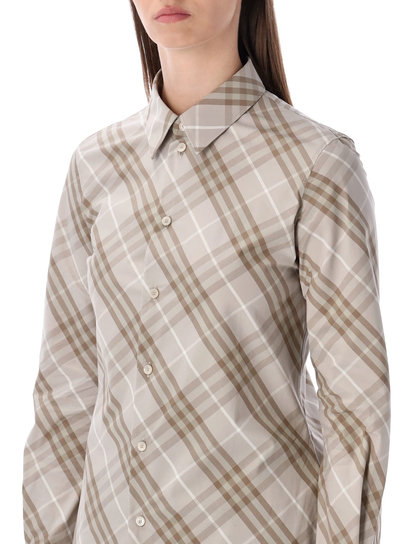 Burberry London Slim Fit Cotton Check Shirt In Gray
