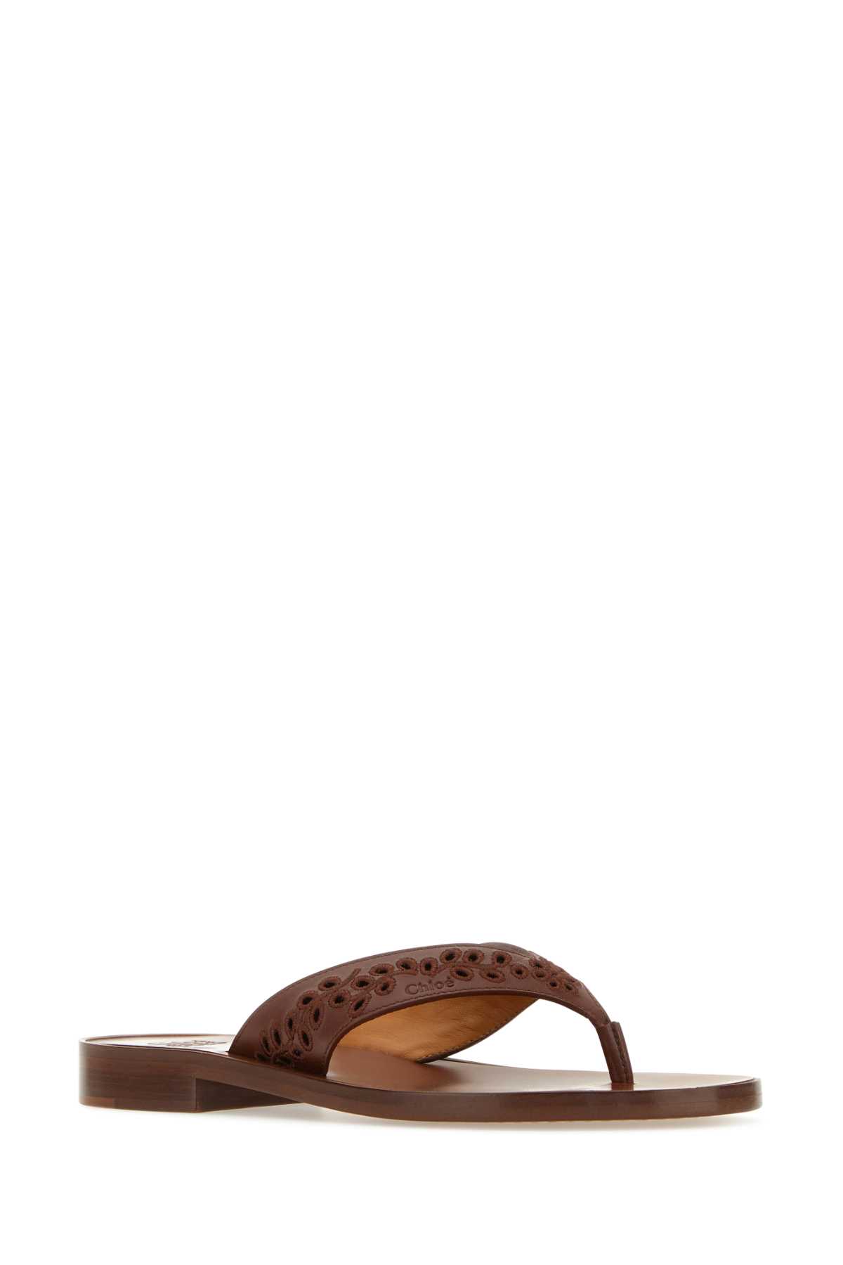 Shop Chloé Brown Leather Paz Chloã© X Eres Thong Slippers In Redochre