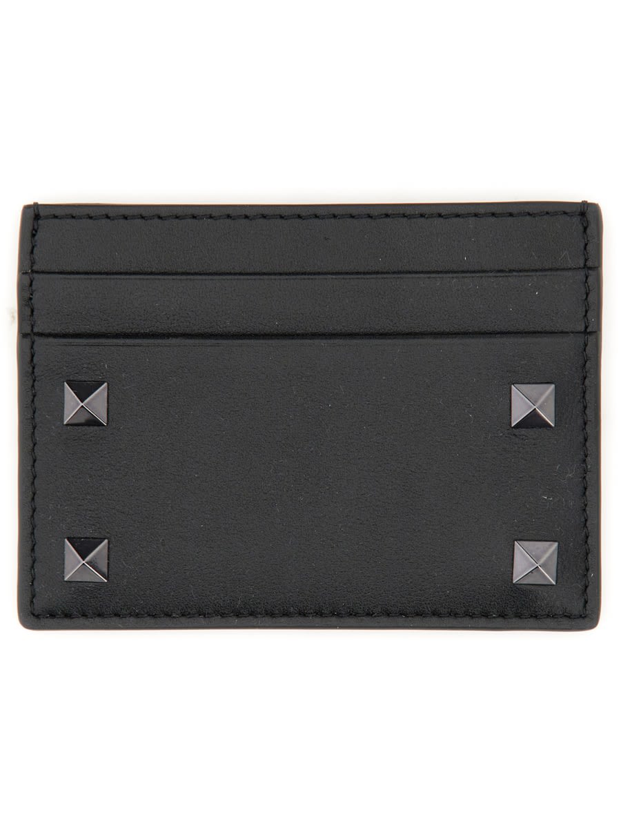 Shop Valentino Rockstud Card Holder In Black