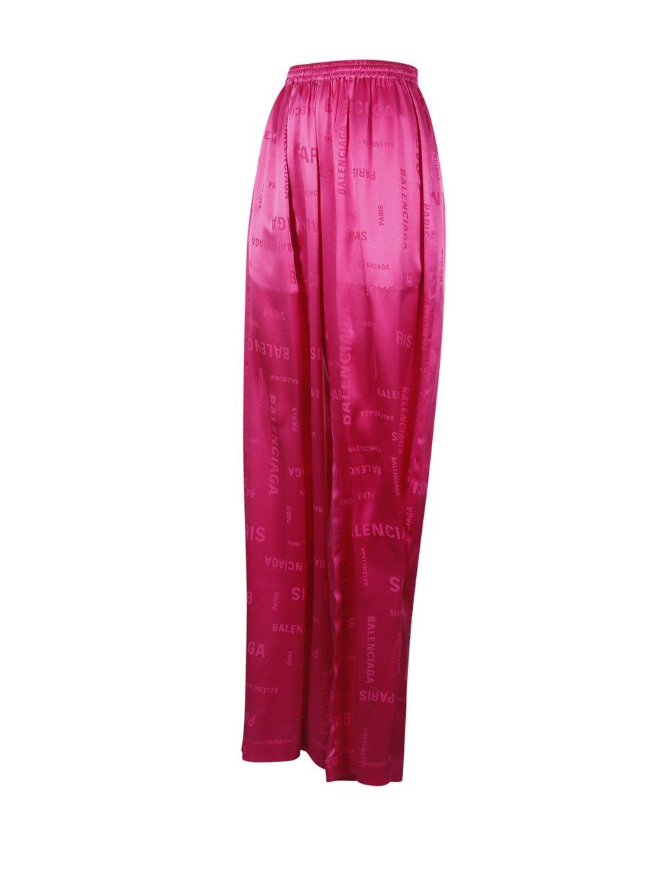 Shop Balenciaga Allover Logo Elastic Waist Pants In Pink
