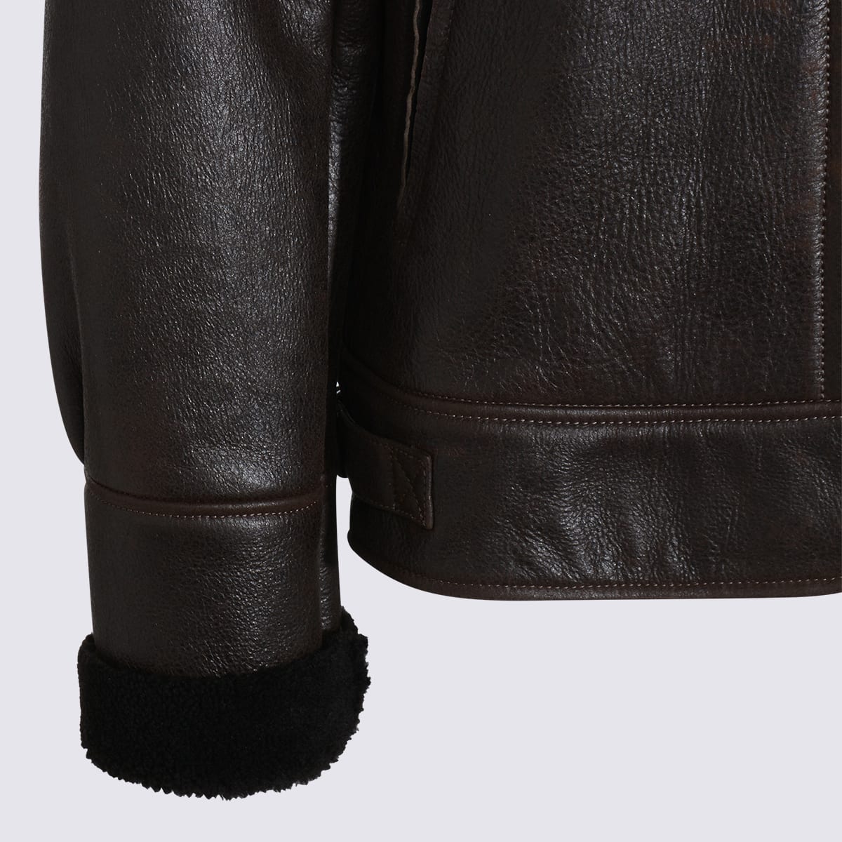 Salvatore Santoro Shearling-collar Leather Jacket In Brown