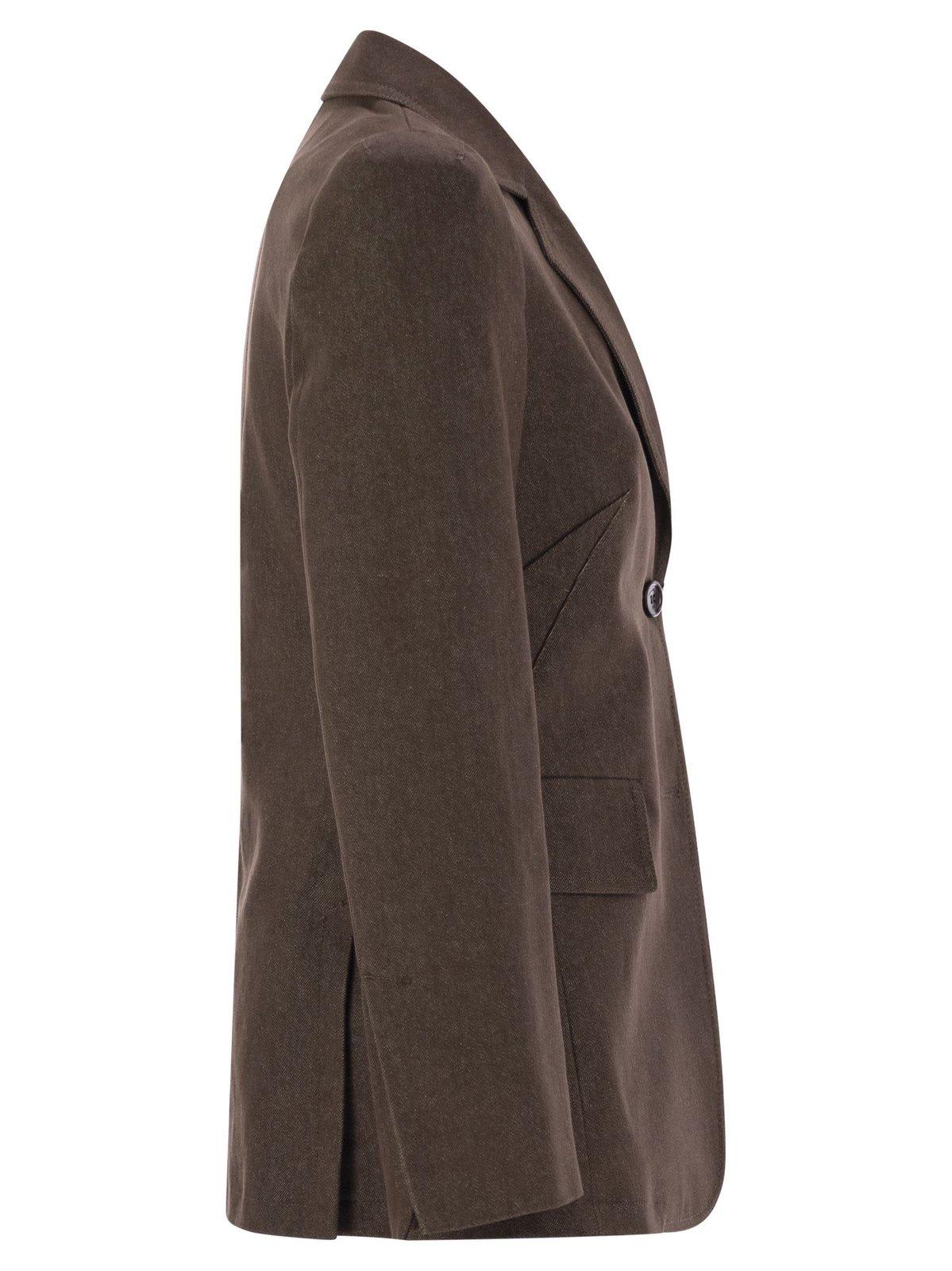 Max Mara Agguati Denim Effect Blazer In Brown