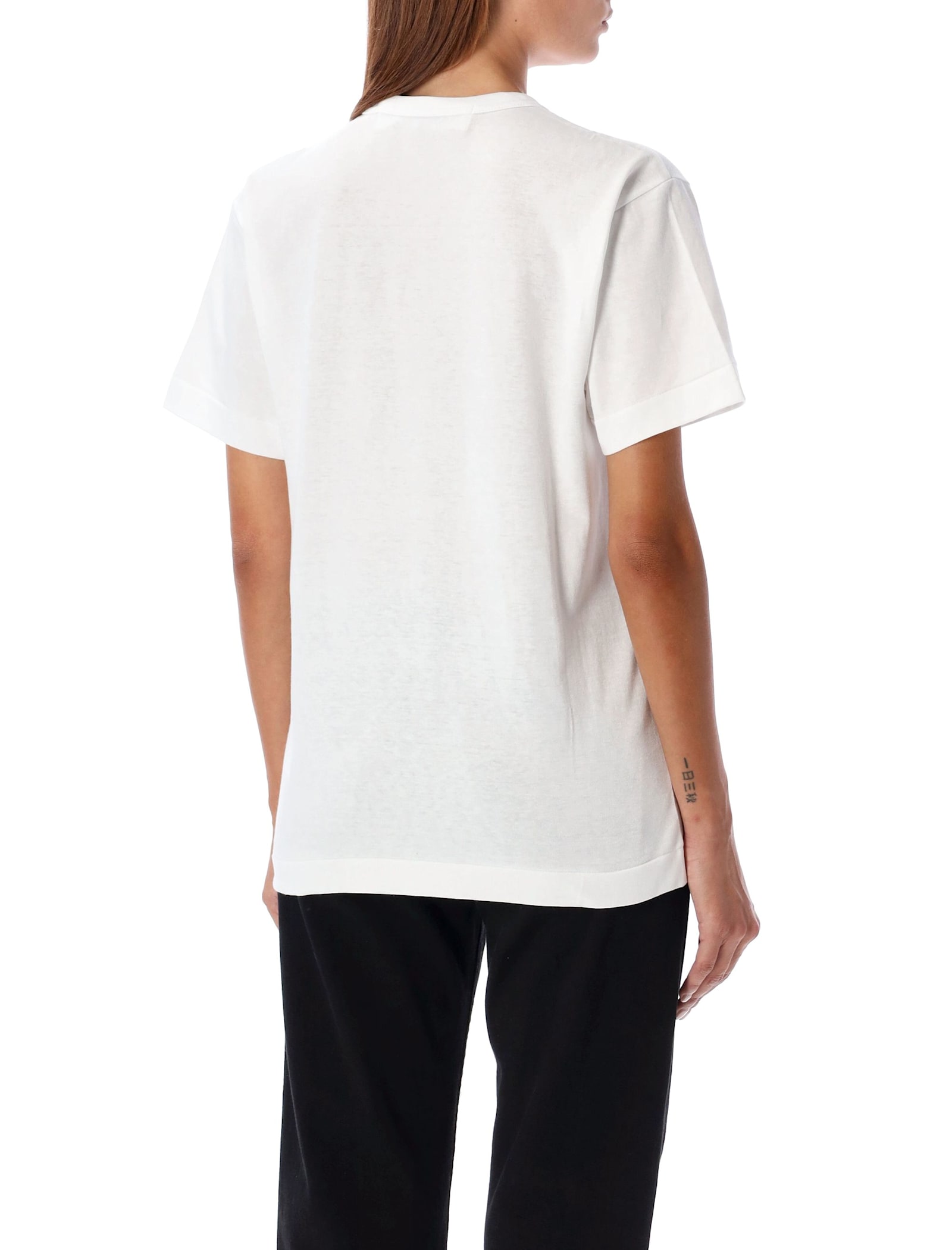 Comme Des Garçons Play Double Patch T-shirt In White