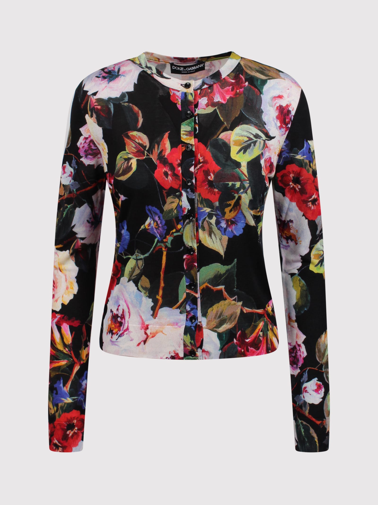 Dolce & Gabbana Floral-print Silk Cardigan In Multi
