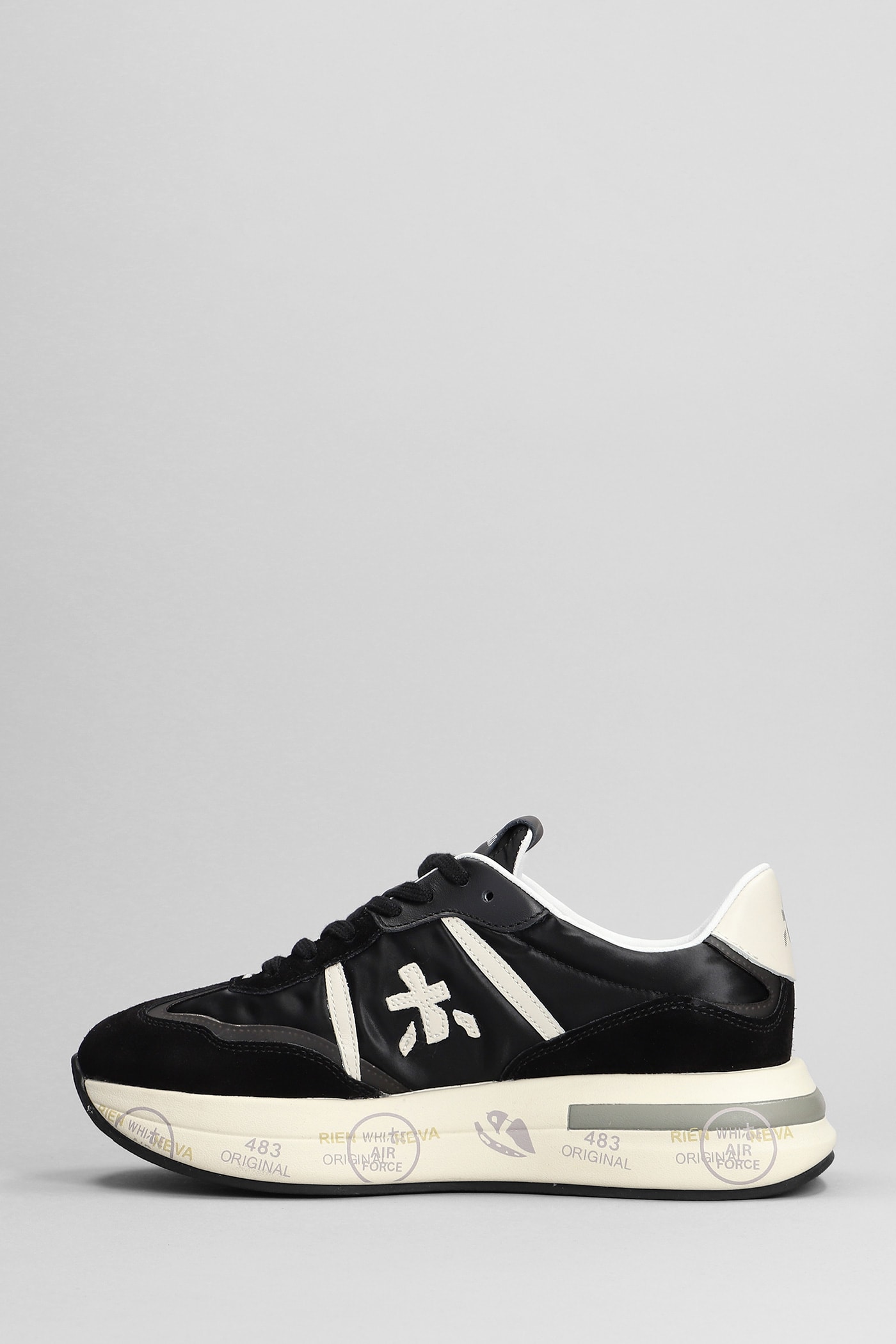 Shop Premiata Cassie Sneakers In Black Suede And Fabric