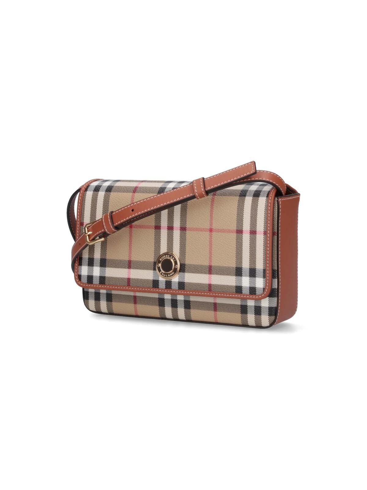 Shop Burberry Check Shoulder Bag In Neutrals/black