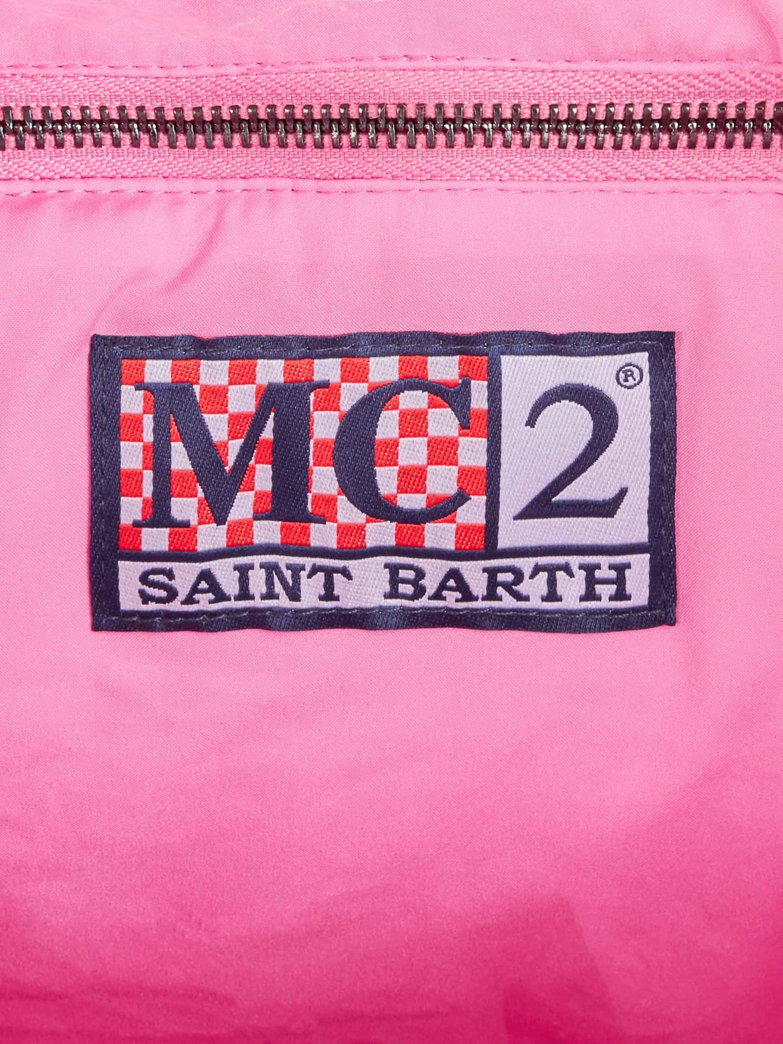 Shop Mc2 Saint Barth Vanity Furry Soft Shoulder Bag With Saint Barth Embroidery In Pink