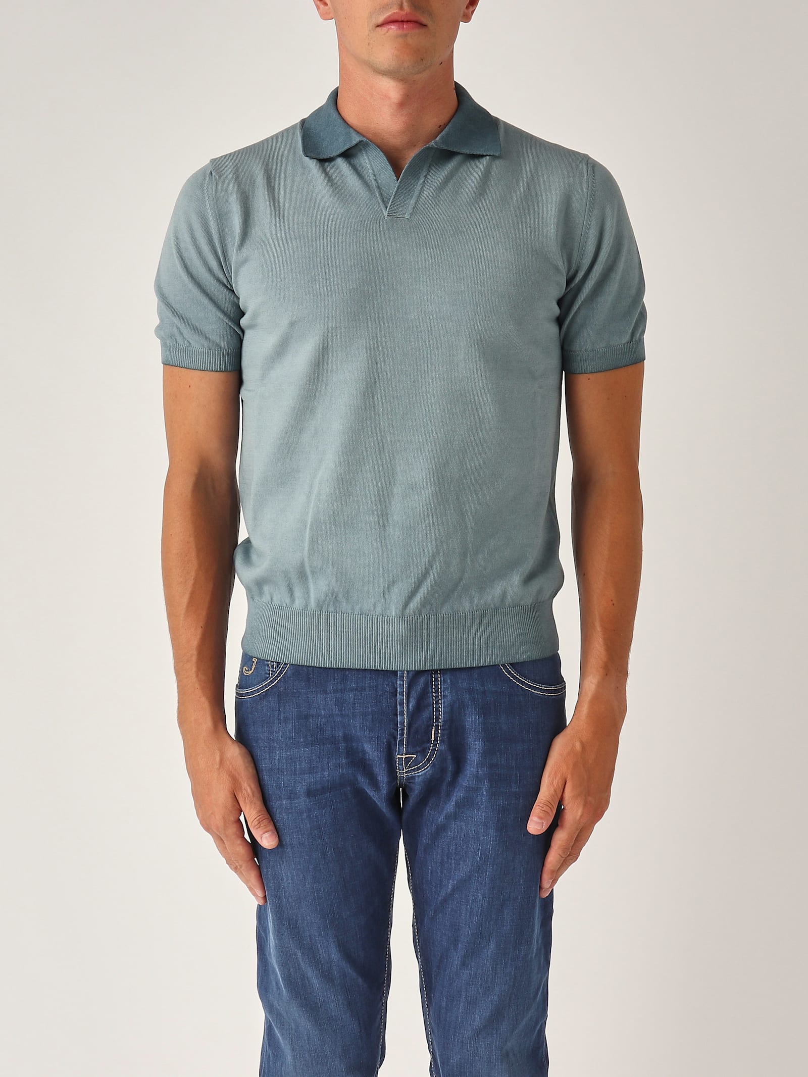 Altea Skipper M/c Cot. Rasato Con Balza Polo In Blue