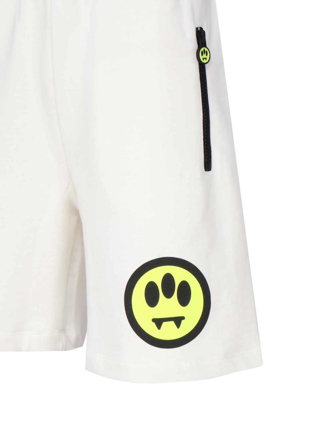 Shop Barrow Bermuda Shorts With Logo And Smiley Writing In Bianco