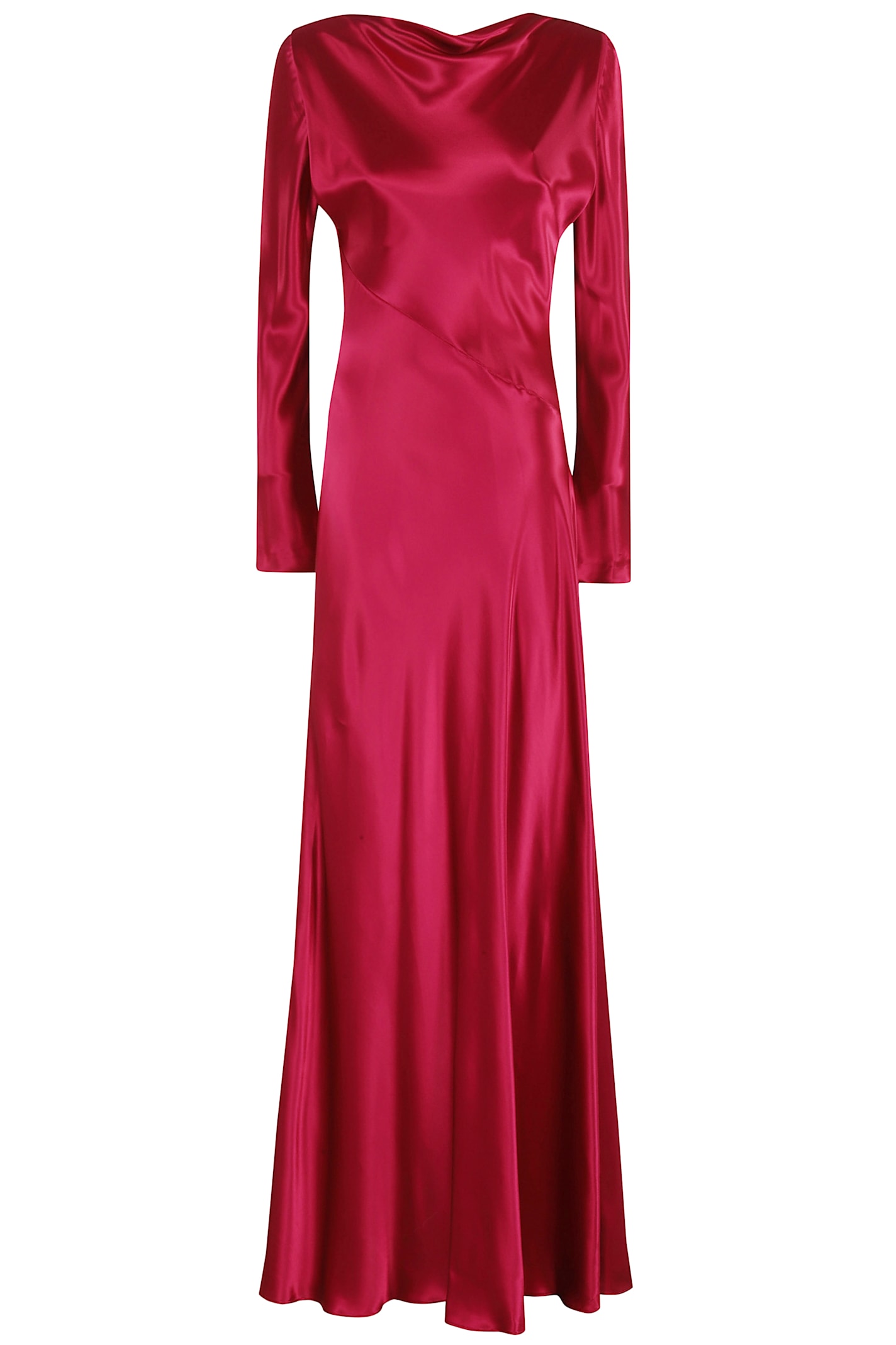 Alberta Ferretti Shiny Satin Dress In Burgundy