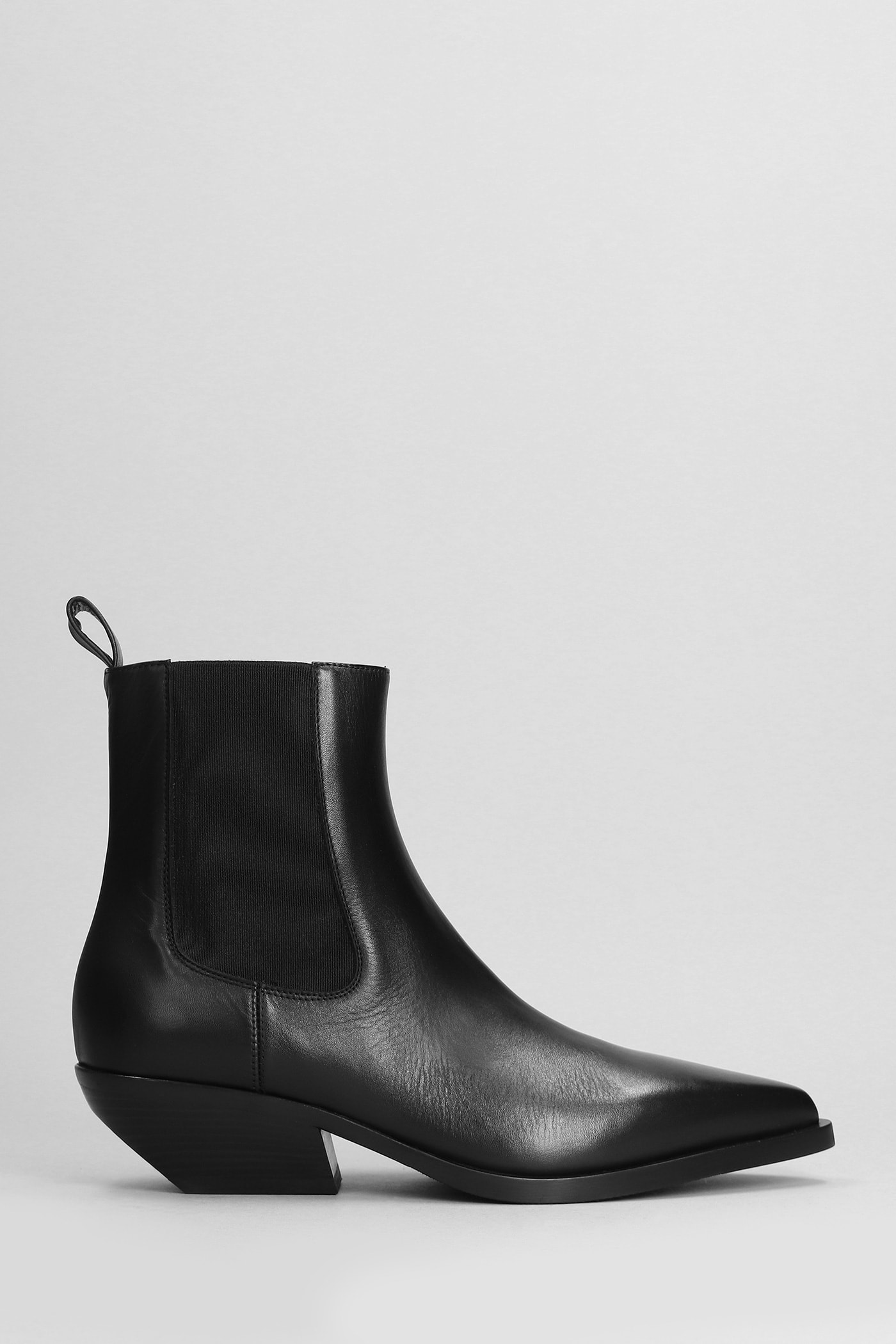 Elena Iachi Texan Ankle Boots In Black Leather