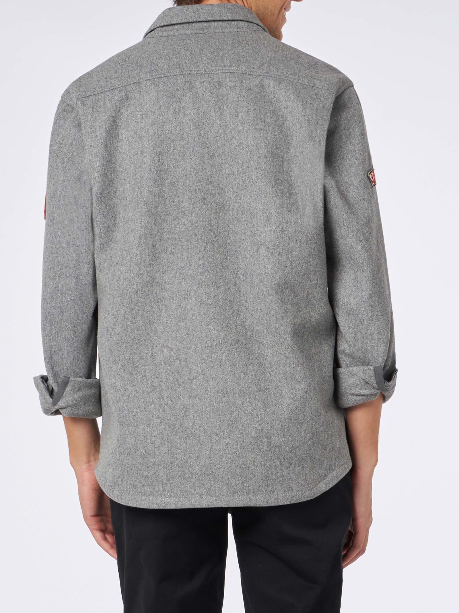 Mc2 Saint Barth Multi-patch Button-down Shirt Jacket In Grey