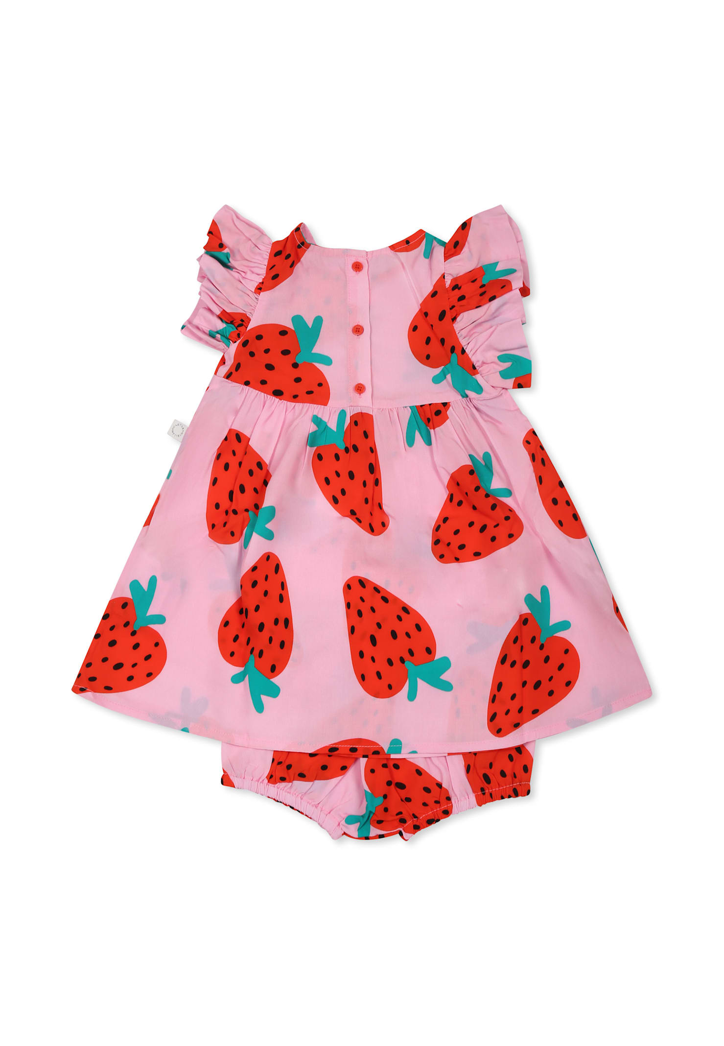 Shop Stella Mccartney Pink Dress For Baby Girl With Strawberries