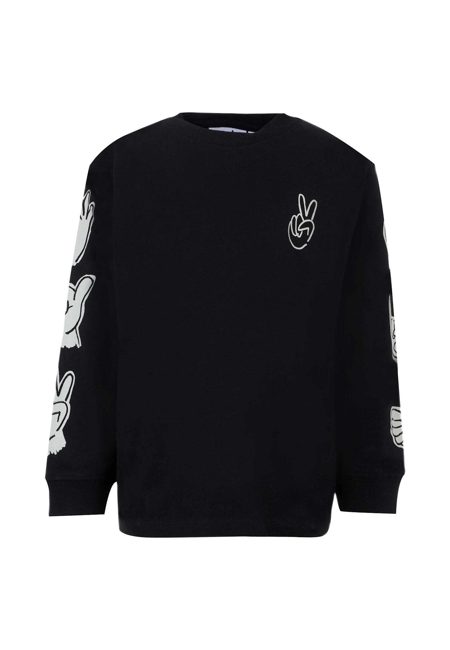 Molo Black T-shirt For Boy With Hand In Black