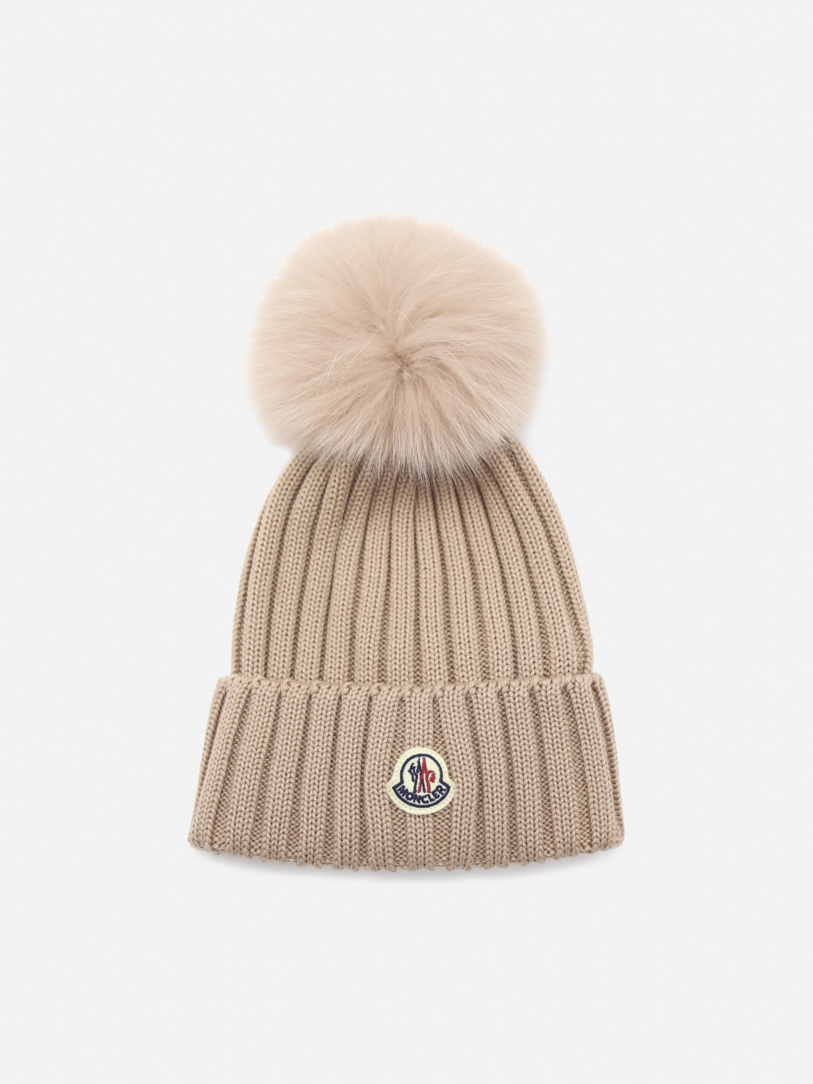 Moncler Wool Hat With Fox Pompon