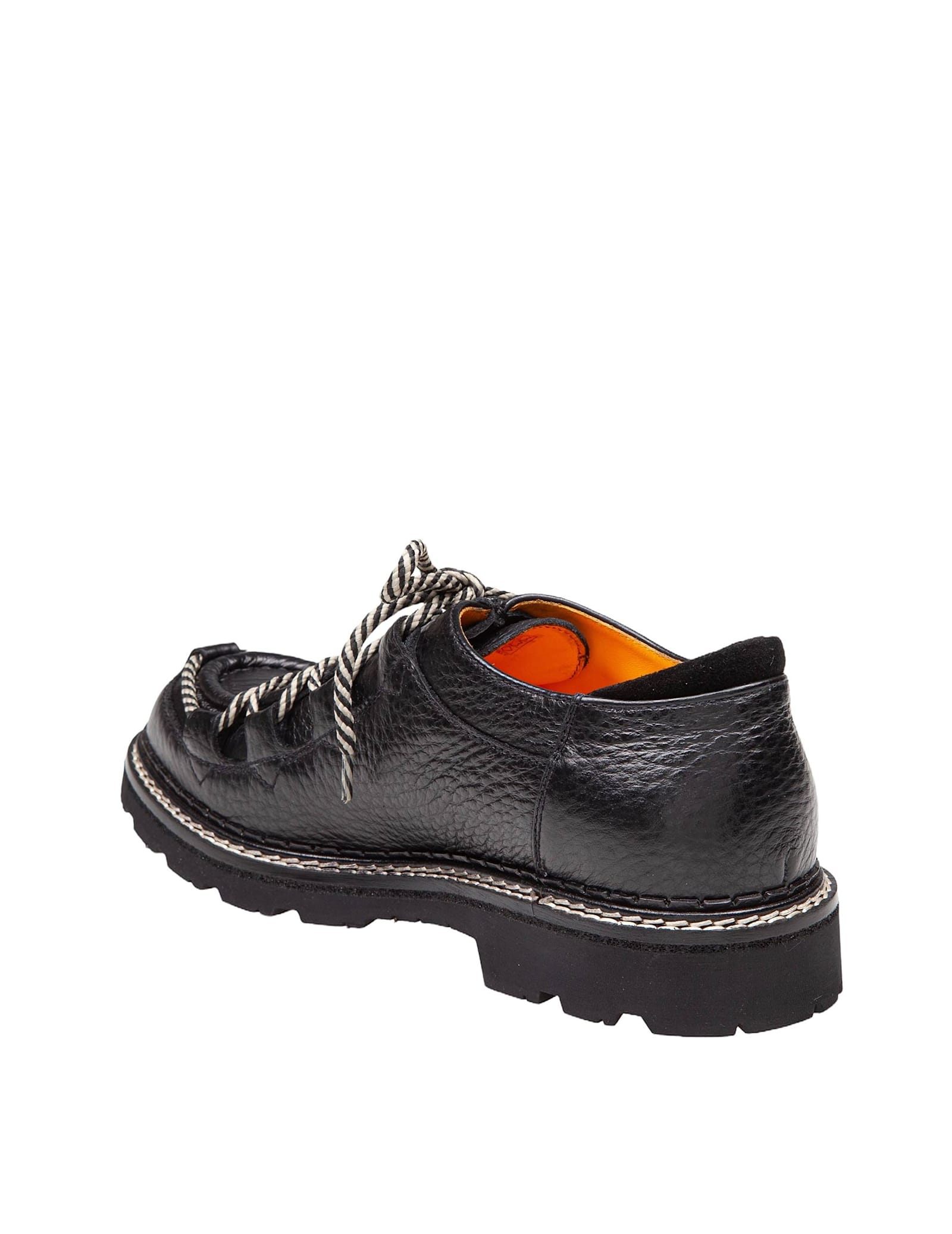 Shop Doucal's Parabout Hammered Leather Lace-up Shoe Black Color