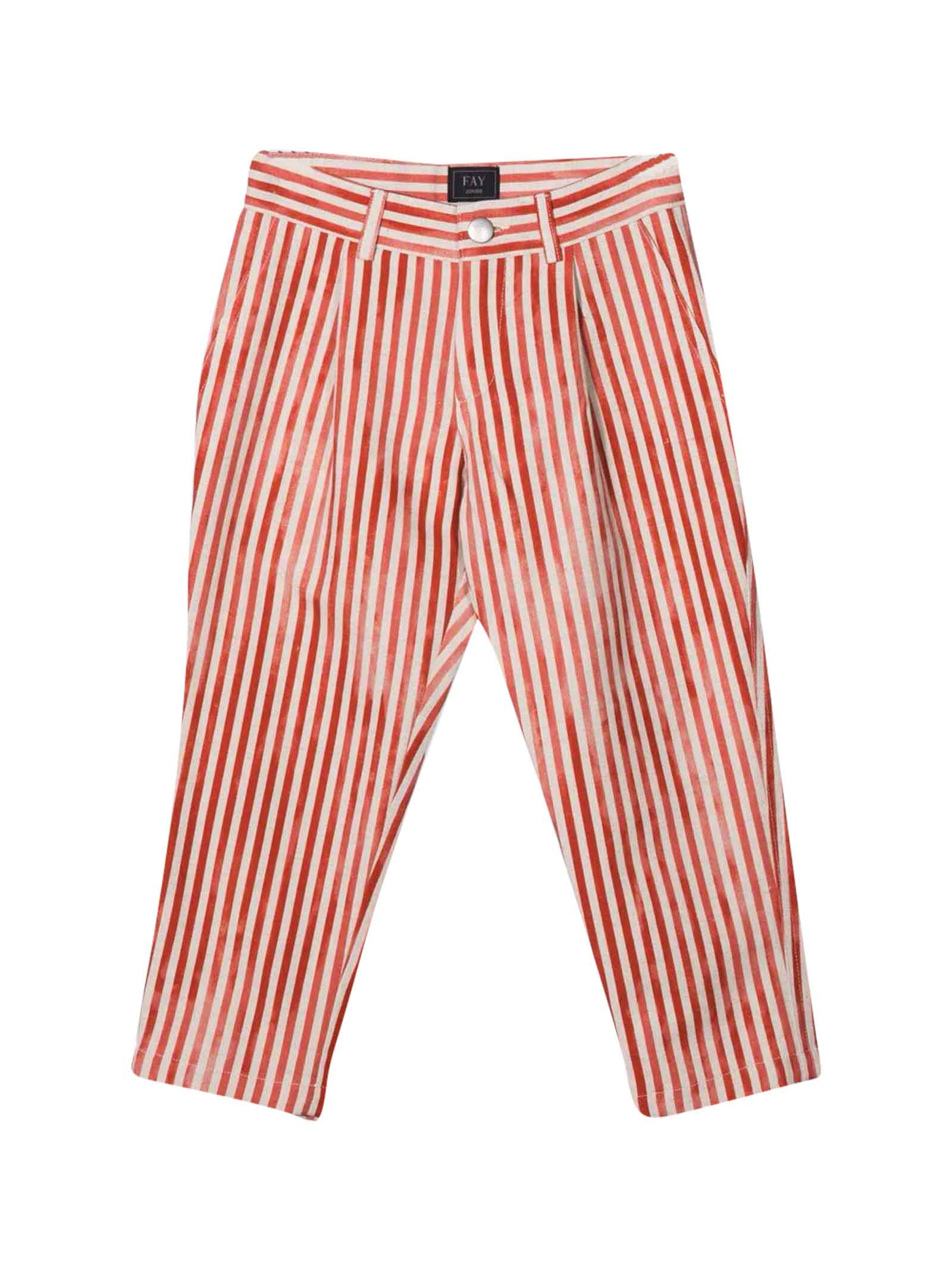 Mid Rise Extra Stretch Red and White Striped Trousers
