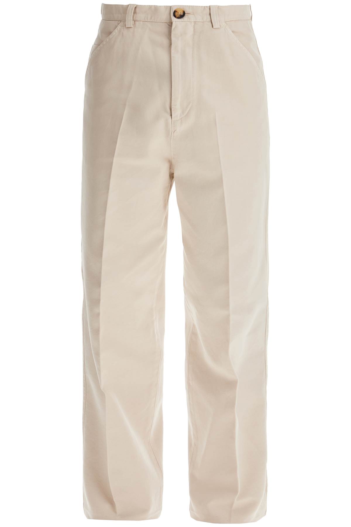 Shop Brunello Cucinelli Twill Gabardine Trousers With Garment In Semi Di Lino (beige)