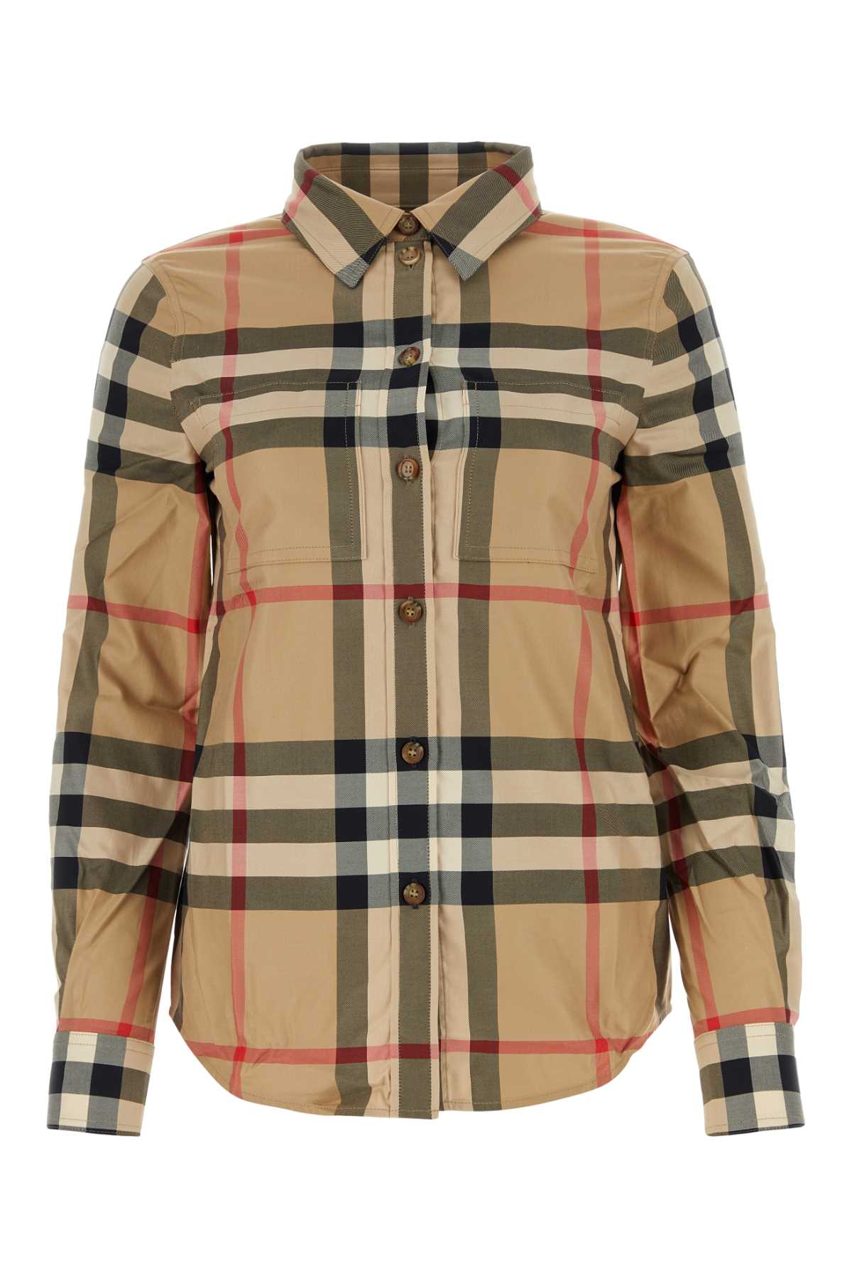 Burberry Embroidered Poplin Shirt In Brown