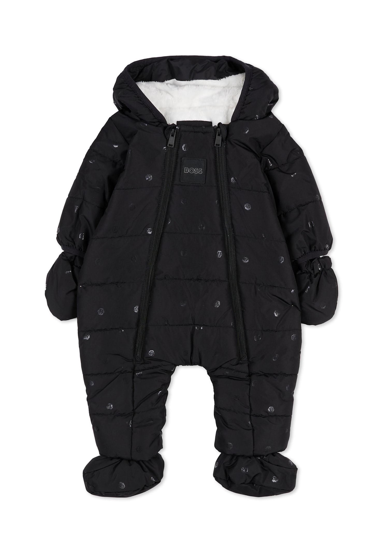 Hugo Boss Black Down Jacket For Baby Boy With Logo In Black