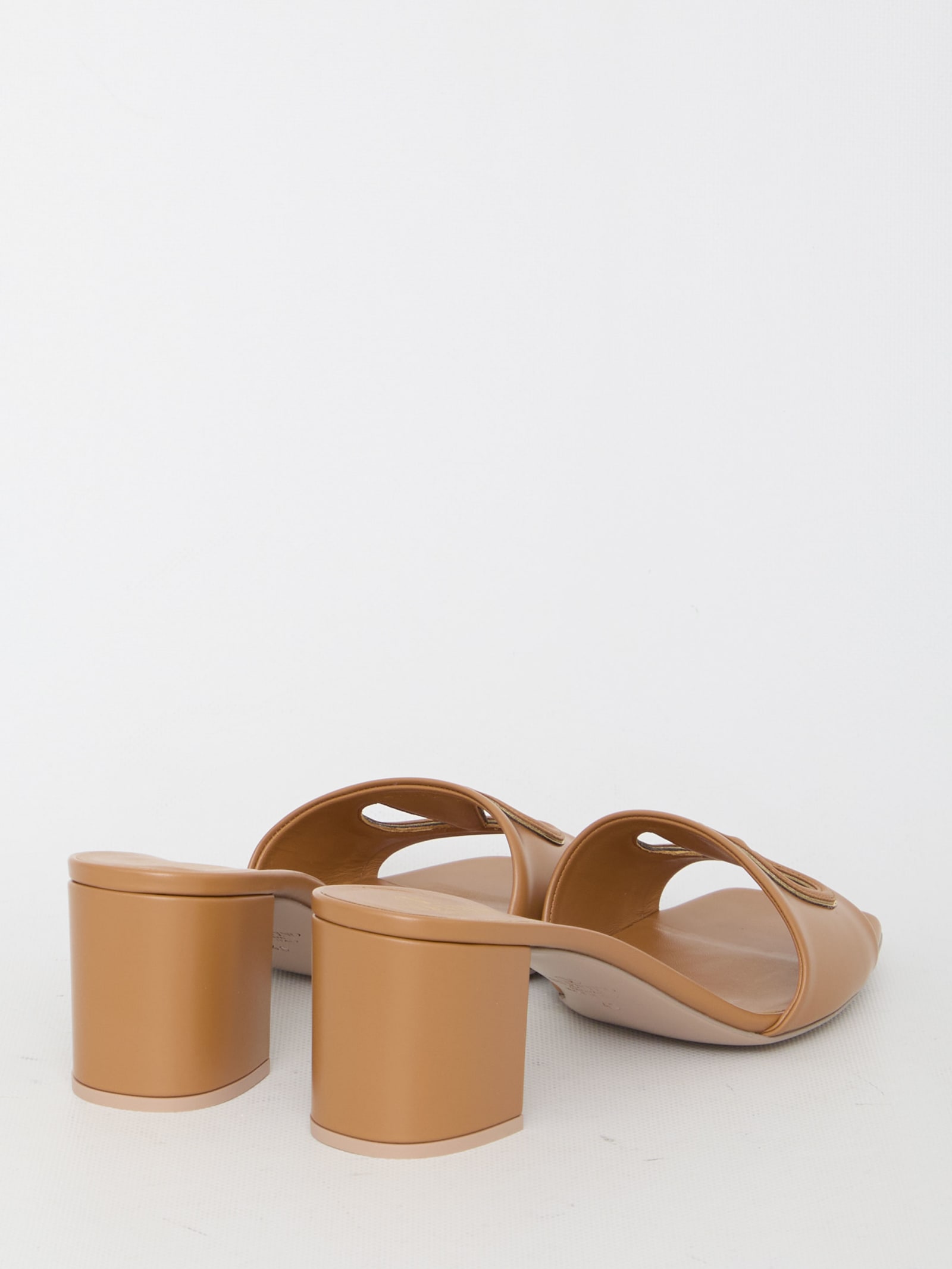 Shop Valentino Slide Vlogo Signature Sandals In Beige