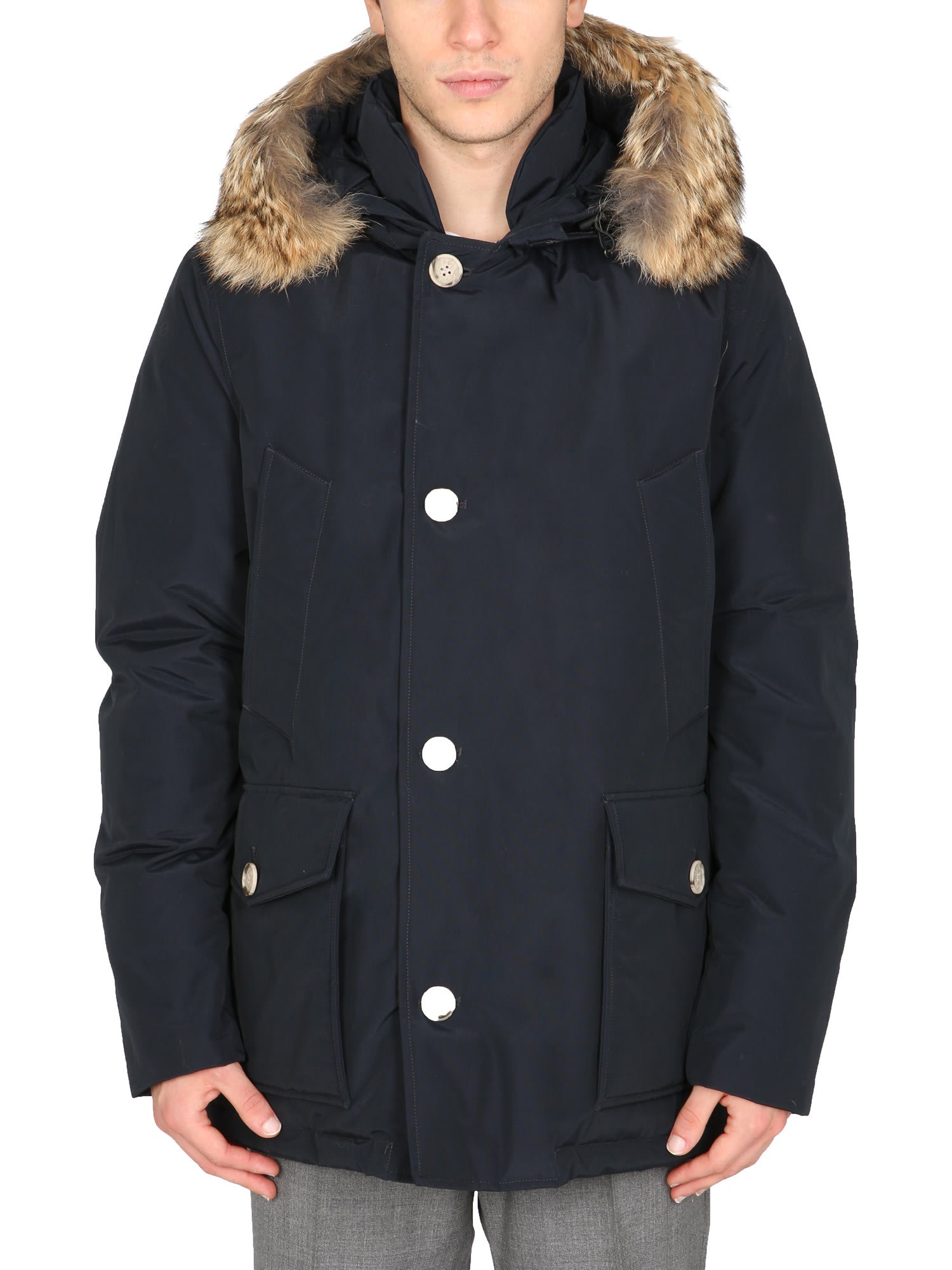 Shop Woolrich Arctic Down Jacket In Mlb Melton Blue